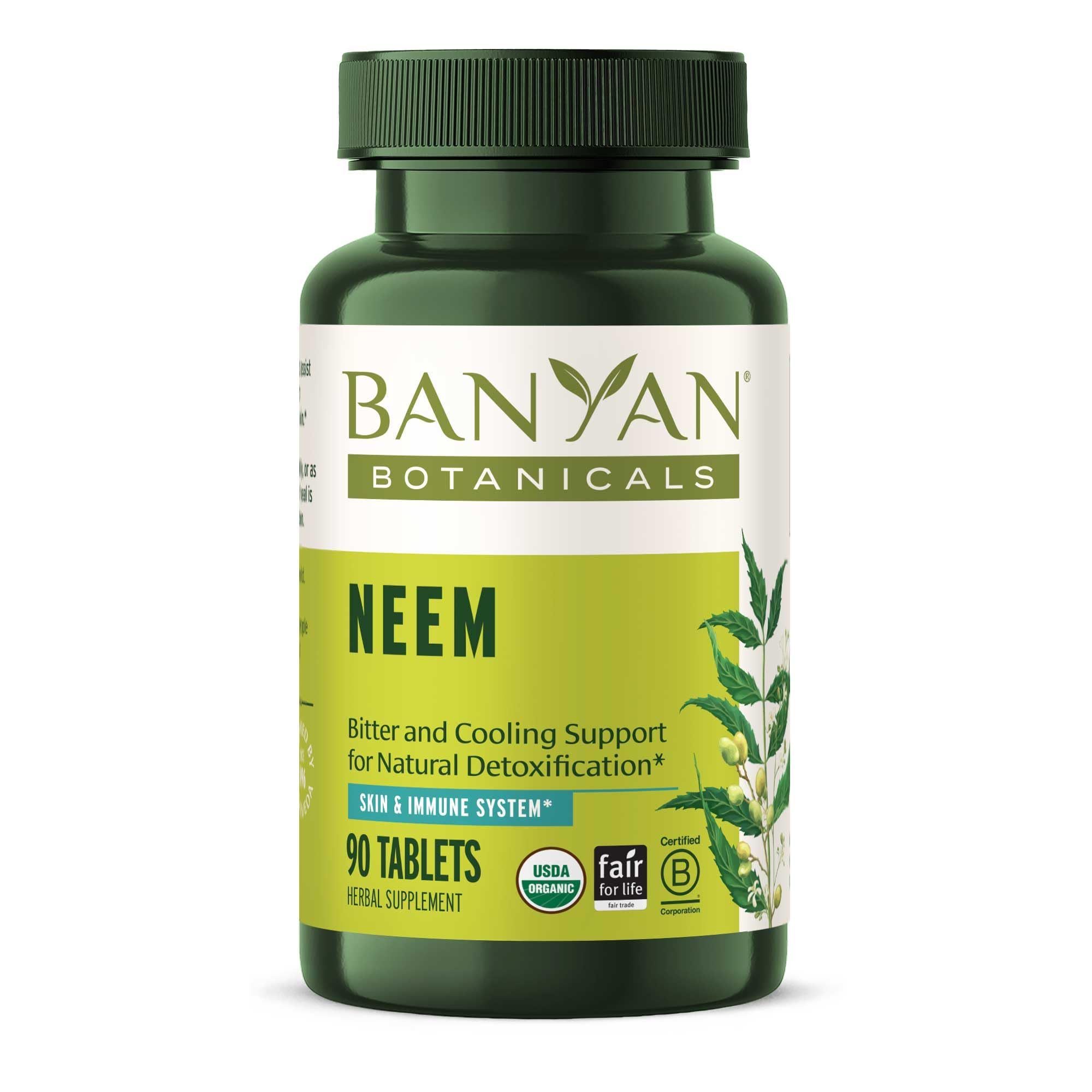 Banyan Botanicals Organic Neem Tablets – Systemic Detoxification & Cooling Skin Support – Purifying Azadirachta Indica for Skin & Immune Health – 90 Tablets – USDA Organic
