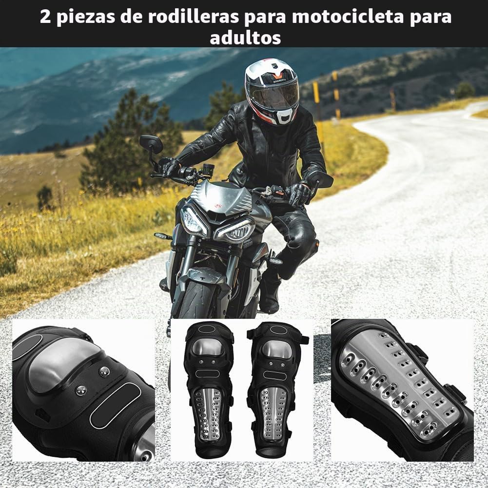 2 Unids Motocicleta Codo Protector,Protección de Motocross,Racing Rodilla Shin Guardias de Protección Equipo de Adultos,de aleación de acero inoxidable y EVA