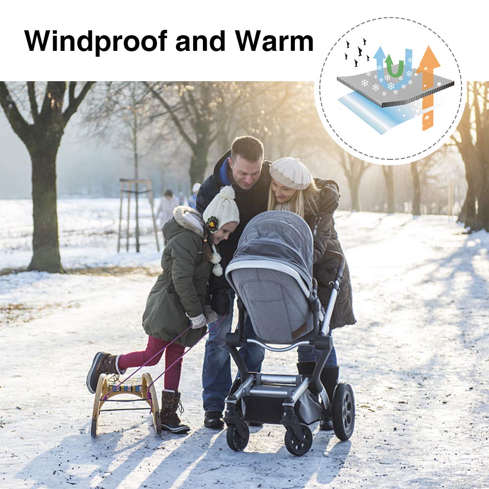 Handwärme Kinderwagen,Handschuhe Kinderwagen Handmuff Kinderwagen Handschuhe mit warme Fleece und Baumwolle Innenseite,Wasserfest atmungsaktiv und windfest, (Schwarz)