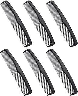 Shapenty 7 Inch Classic Black Plastic Hair Comb Pocket Men’s Beard Mustache Comb Bulk for Hairdressing Grooming and Styling, 6PCS