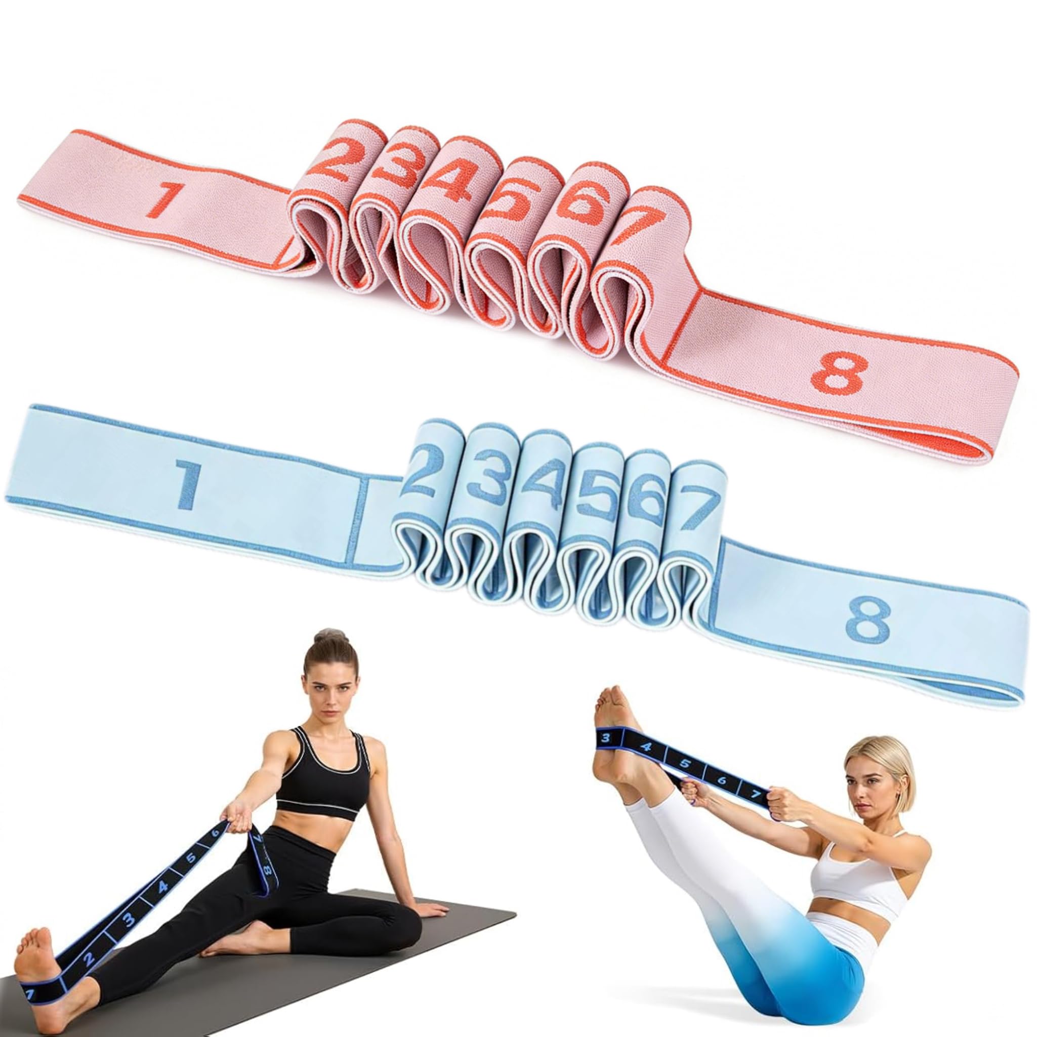 Fitness Resistance Bands with Handles,2026 Upgrade Fitness Resistance Band for Stretching and Yoga,Fashion Puller Exercise, Adjustable Leg Stretcher Bands for Full Body Stretching Shaping
