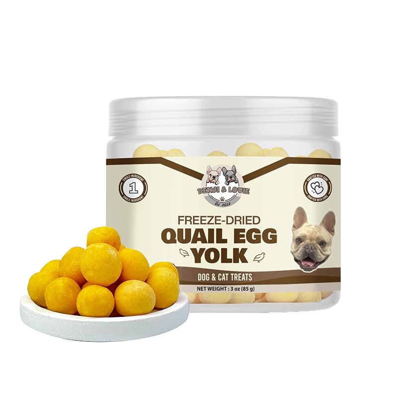 Petisco de Gema de Ovo de Codorna Liofilizada para Cães e Gatos Benji & Louie, Ingrediente Único, 85 g