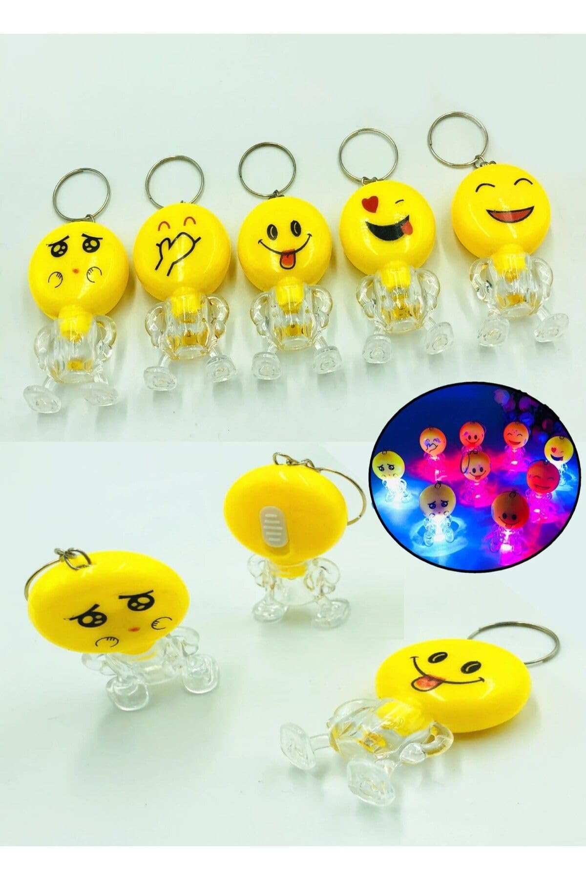 Hyd Işıklı El Feneri Emoji Anahtarlık 10 Adet Karne Hediyesi