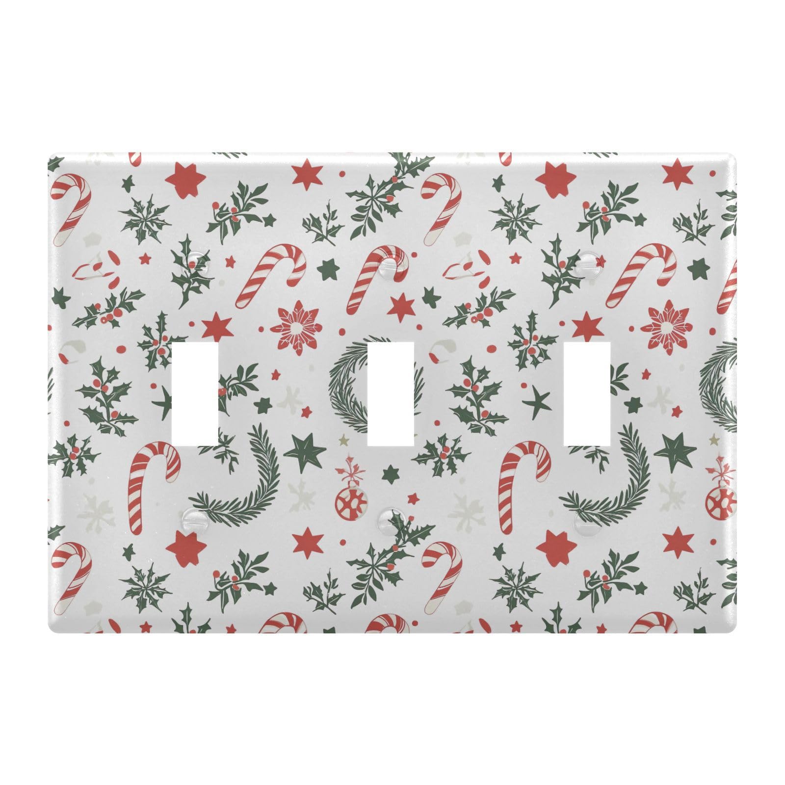 Light Switch Cover Christmas Candy Canes Wall Plates for Electrical Outlets 3 Gang 202b7036