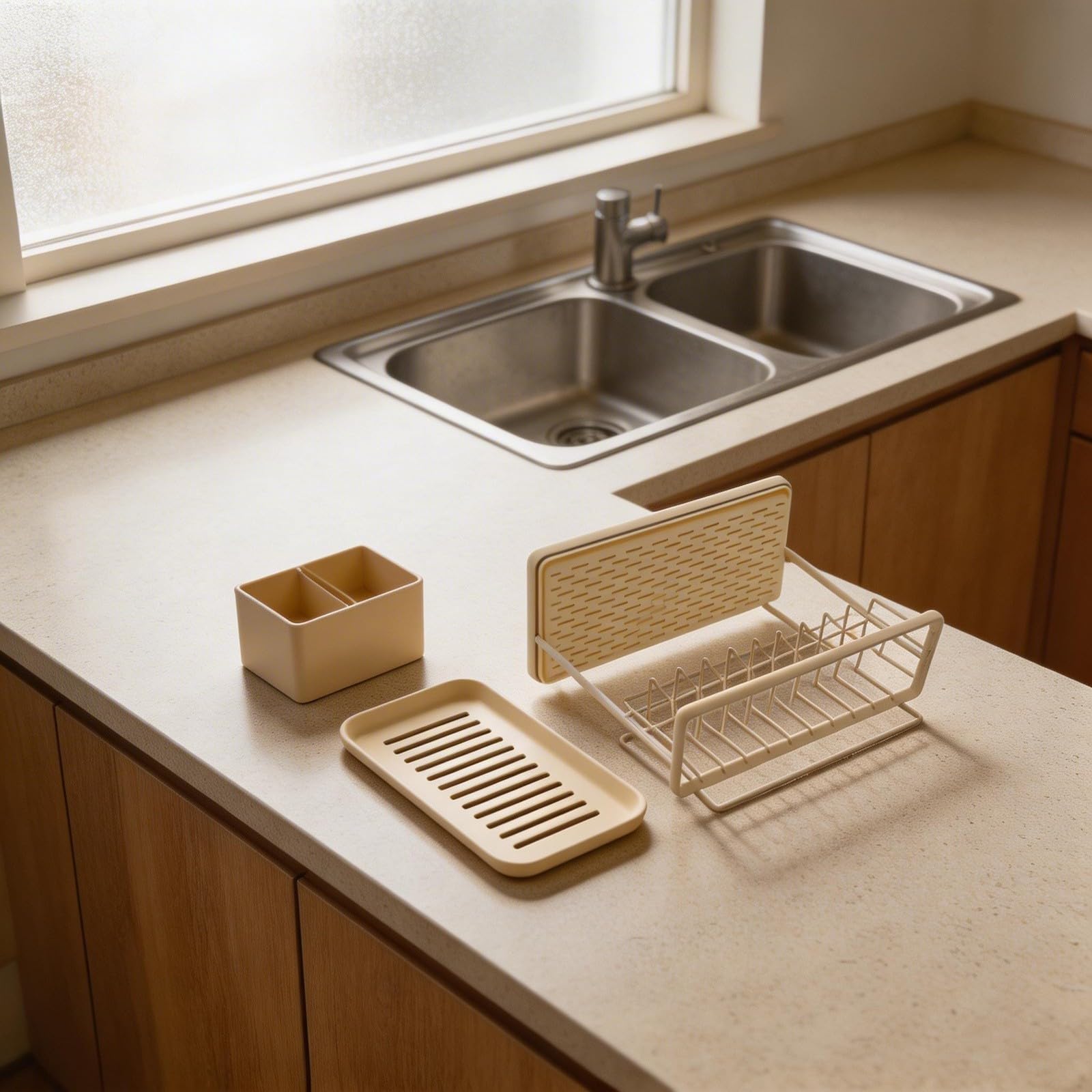 304 Edelstahl Spülbecken Organizer Mit Abtropfsystem, Rostfreier Schwammhalter Und Geschirrständer Für Küche, Platzsparende Aufbewahrung Für Tassen Und Besteck, Silber(white)