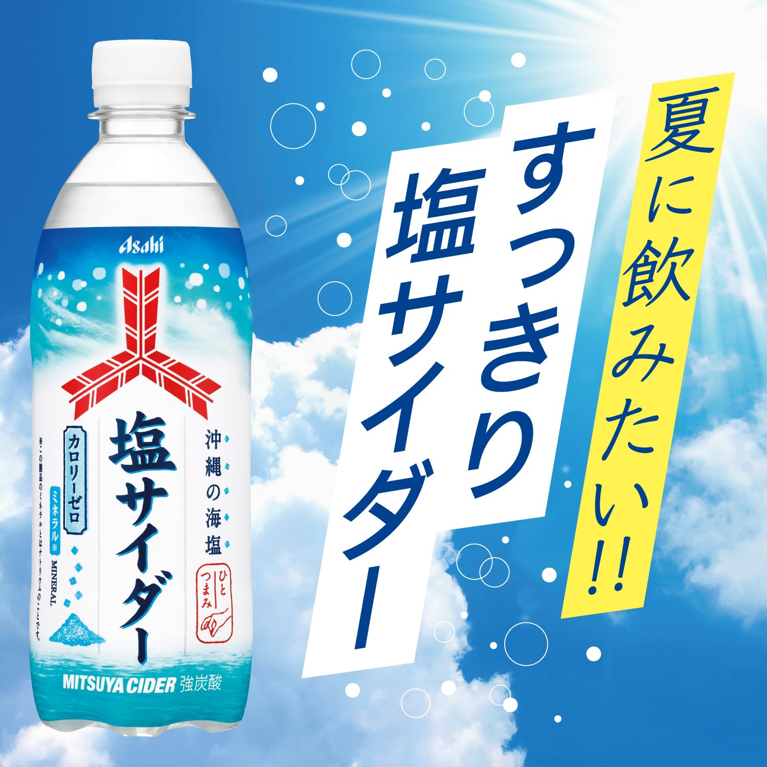 Amazon.co.jp: 三ツ矢 三ツ矢塩サイダー 500ml×24本[カロリー0][熱中症