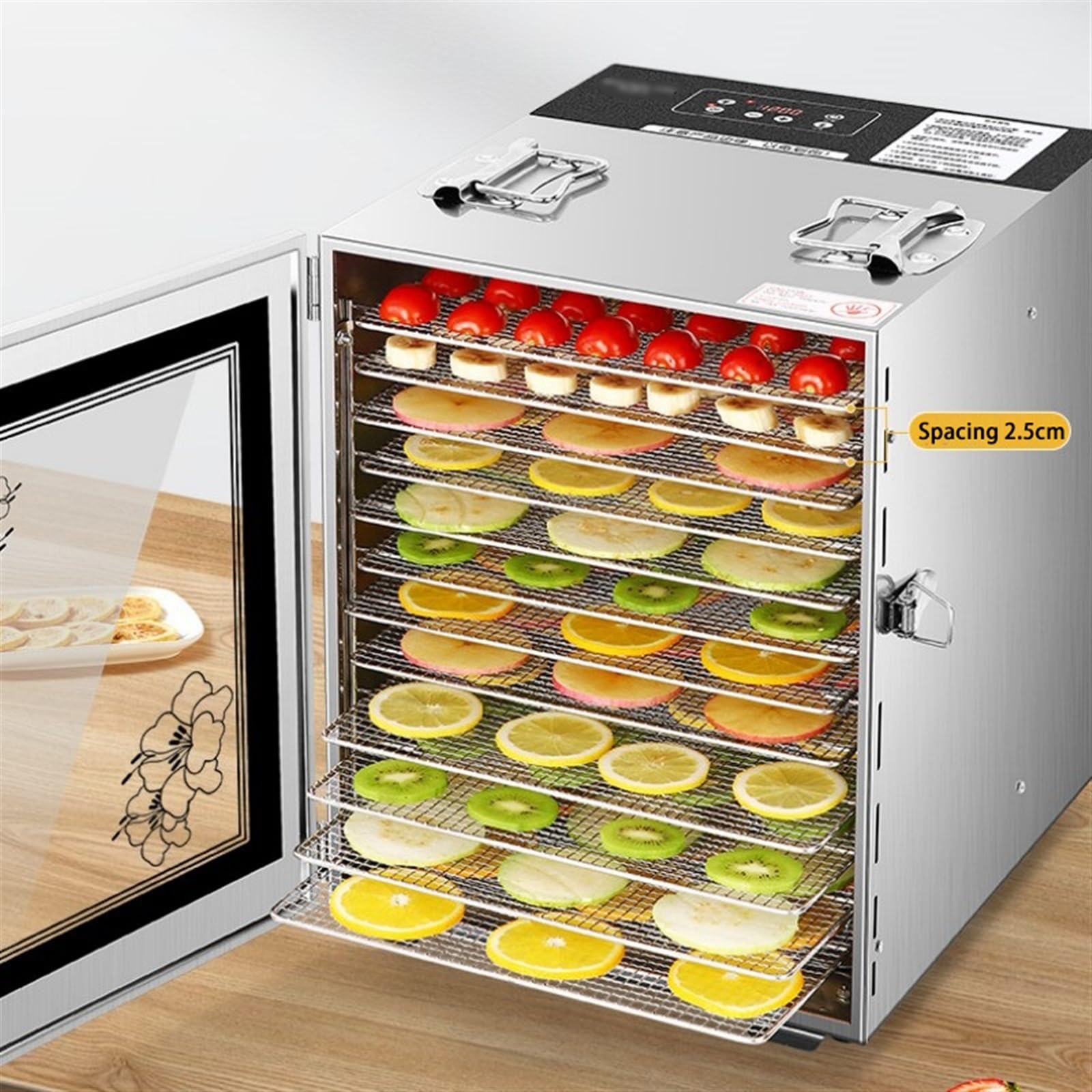 Secadora de Alimentos Secador de frutas 12 capas, máquina frutos secos for el hogar, comercial, mora pequeña, aperitivos for mascotas, carne, verduras, pescado seco, freidora aire