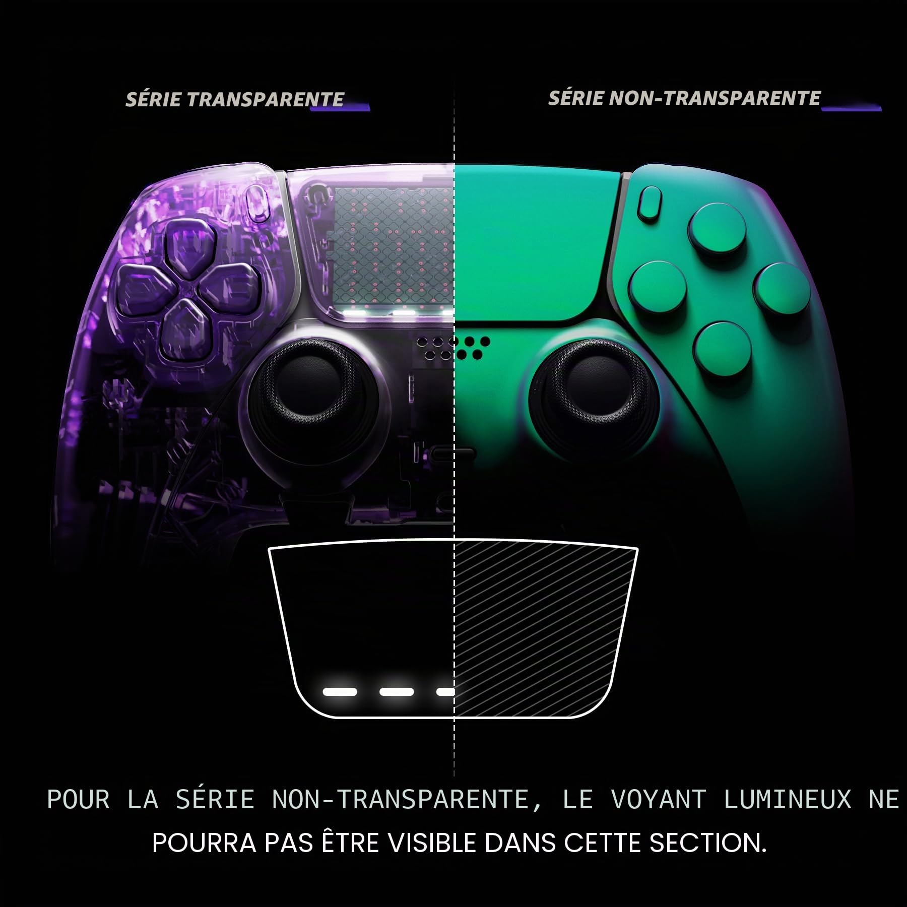 eXtremeRate Ensemble complet de coques avec boutons et pavé tactile compatible avec manette PS5 Edge, caméléon vert et violet - Garniture décorative de rechange compatible avec manette PS5 Edge