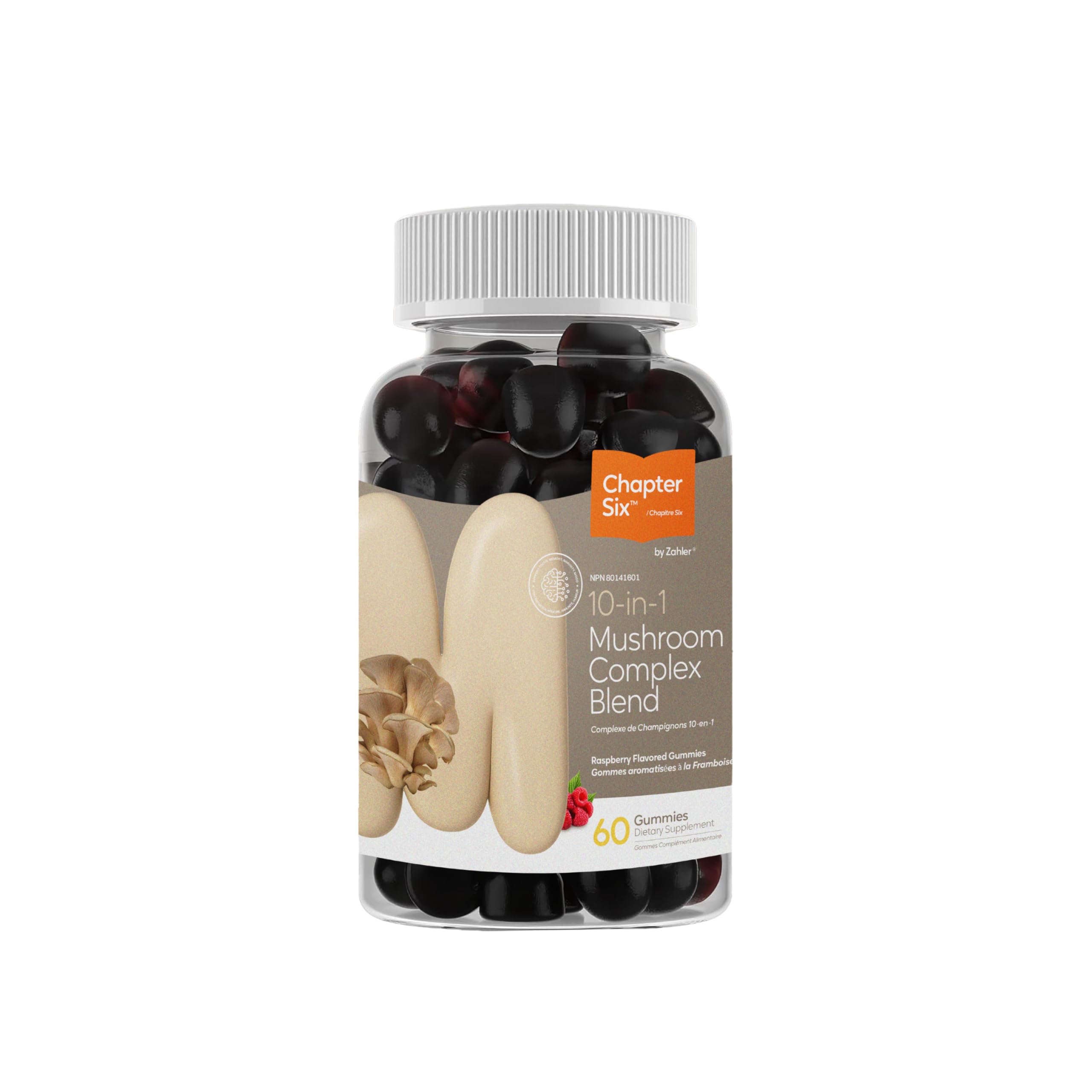 Zahler 10-in-1 Mushroom Gummies Raspberry Flavored with Lions Mane Mushroom, Reishi, Cordyceps, White Button, Plus 6 Adaptogenic Mushrooms (60)