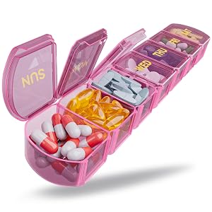 Large Pill Organizer Weekly - SHIJOINYU 7 Day Pill Box with Easy-Open Design Daily Medicine Pill Organizer for