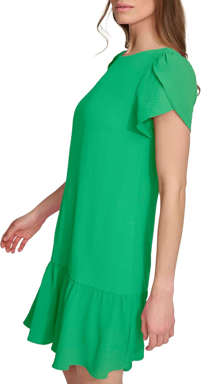 DKNY Womens Tulip Sleeve Ruffle Hem Mini Dress - Image 3