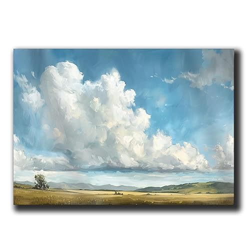 Cloudy Sky Painting, Nursery Cloud Prints, Vintage Cloud Print, Cloud