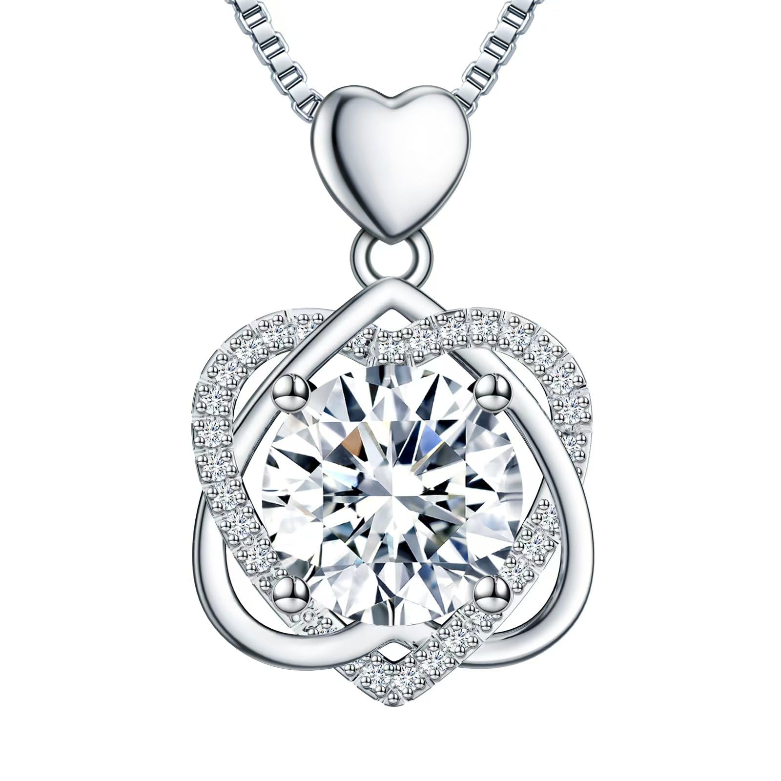 InfinityLove Heart Necklaces for Women, 5 Carats D Color VVS1