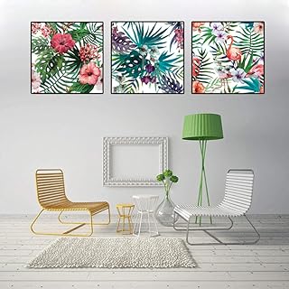 Quadro su Tela Foresta pluviale Tropicale Fiore pianta Piccola Pittura Decorativa Fresca Pittura murale Stampa su Tela Pittura Decorazione Domestica Set di Tre Pezzi Senza Cornice 40 cm * 50 cm
