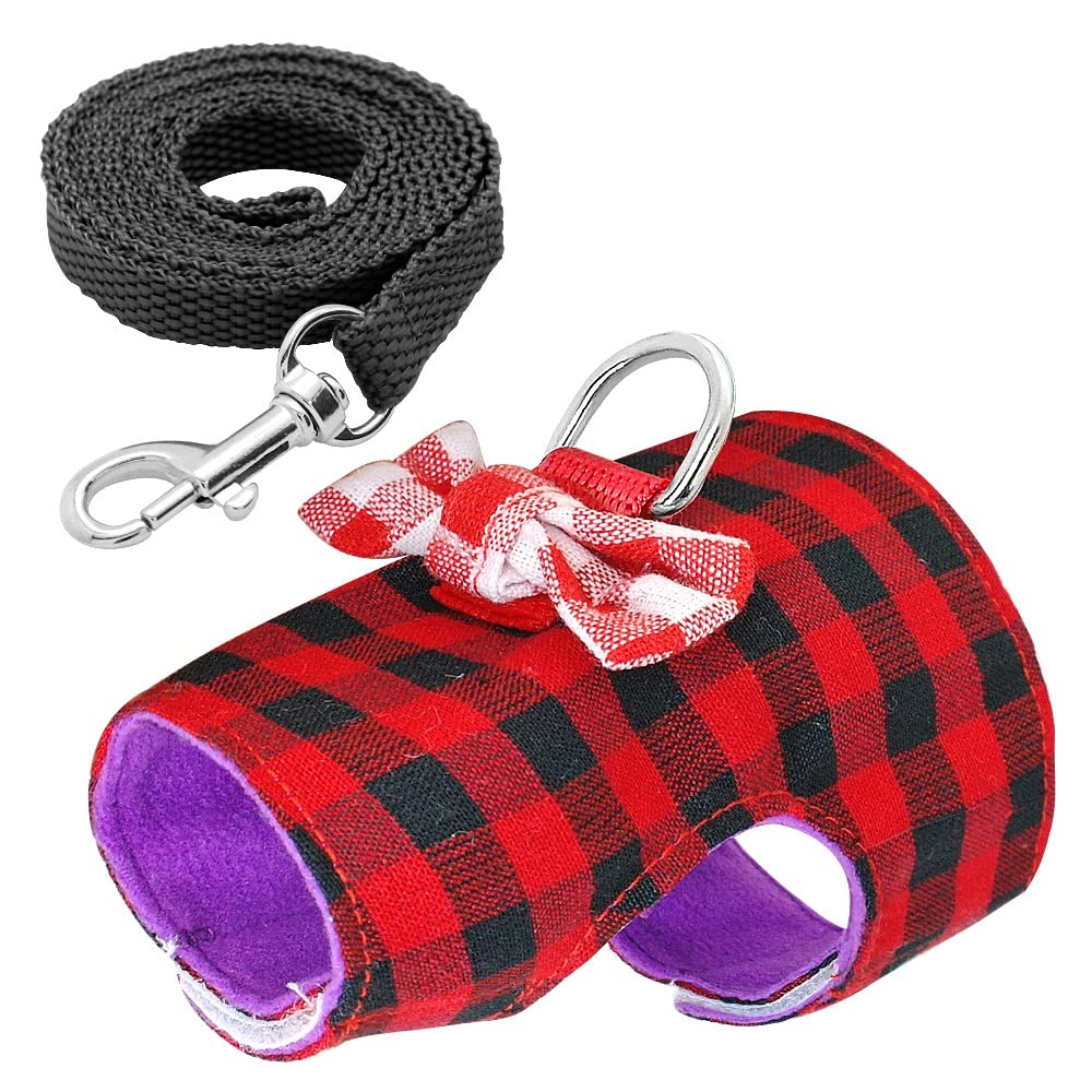 Set di pettorina e guinzaglio per piccoli animali domestici, per furetti, porcellini d'India, coniglietti, criceti, cuccioli, gattini, bowknot (C S)