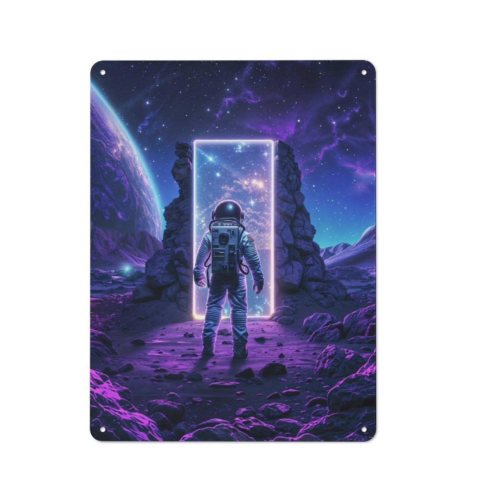 Junmoney Purple Space Neon Altar Printed Metal Sign 40X30cm For Studio Or Craft Room, For Creative-Space Collectors