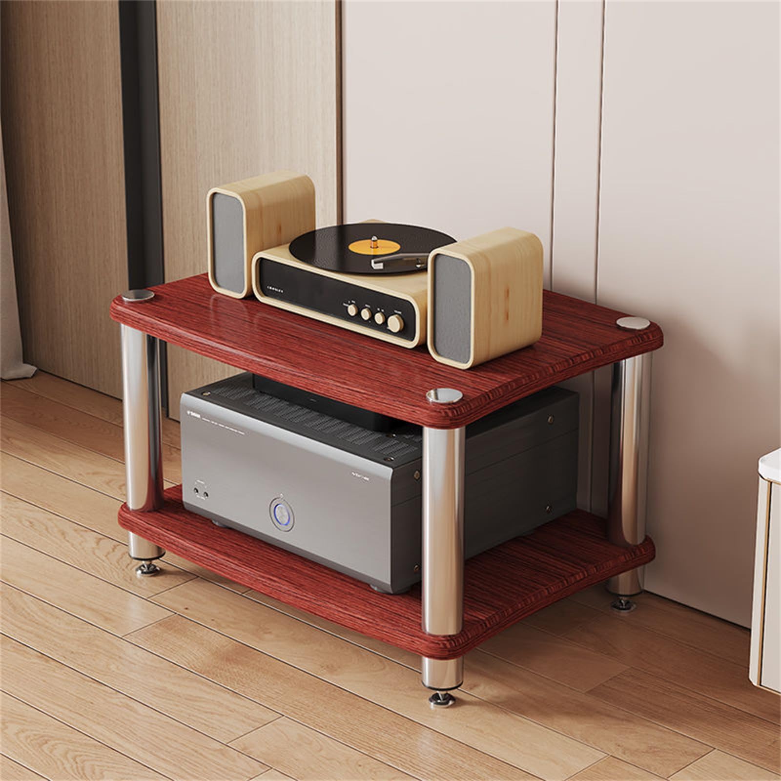 Slish Walnut 2/3/4 Tier AV nd - oszczędzająca miejsce wieża Ma Tower na płyty CD, odtwarzacze płyt i odbiorników - nowoczesna szafka rozrywkowa i Sto Solut - Sk Design & Wszechstronny Sto