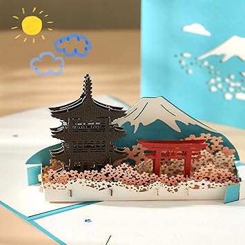 Amazon 立体メッセージカード 富士山のグリーティングカード 3dポップアップカード Merry Christmas Card 年賀状 手作り 誕生日カード 感謝状 結婚祝い バースデーカード プレゼント 封筒付き グリーティングカード 文房具 オフィス用品