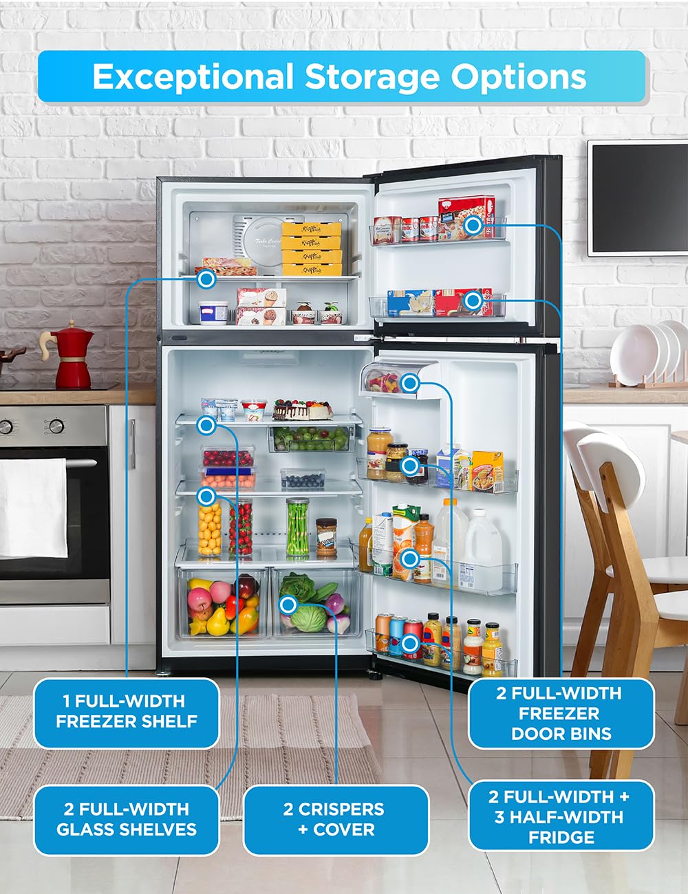 Commercial Cool 20 Cu. Ft. Top Mount Refrigerator with Freezer, 2-Door Refrigerator with Top Freezer and Adjustable Temperature Control, Ice Maker Ready, Energy Star Certified, Black on Fridge.com