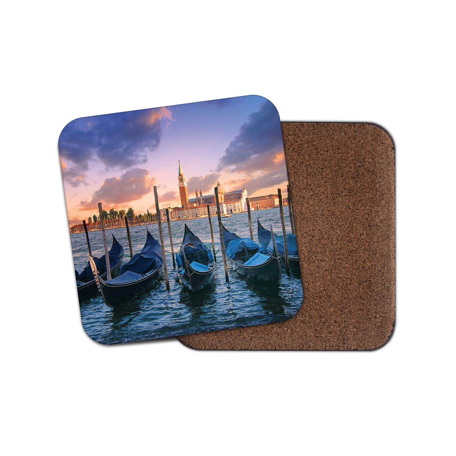 Destinationvinyl Multicolor 1 X Venice Italy Drinks Coaster - Gondola Boat Travel Venetian Fun #8991