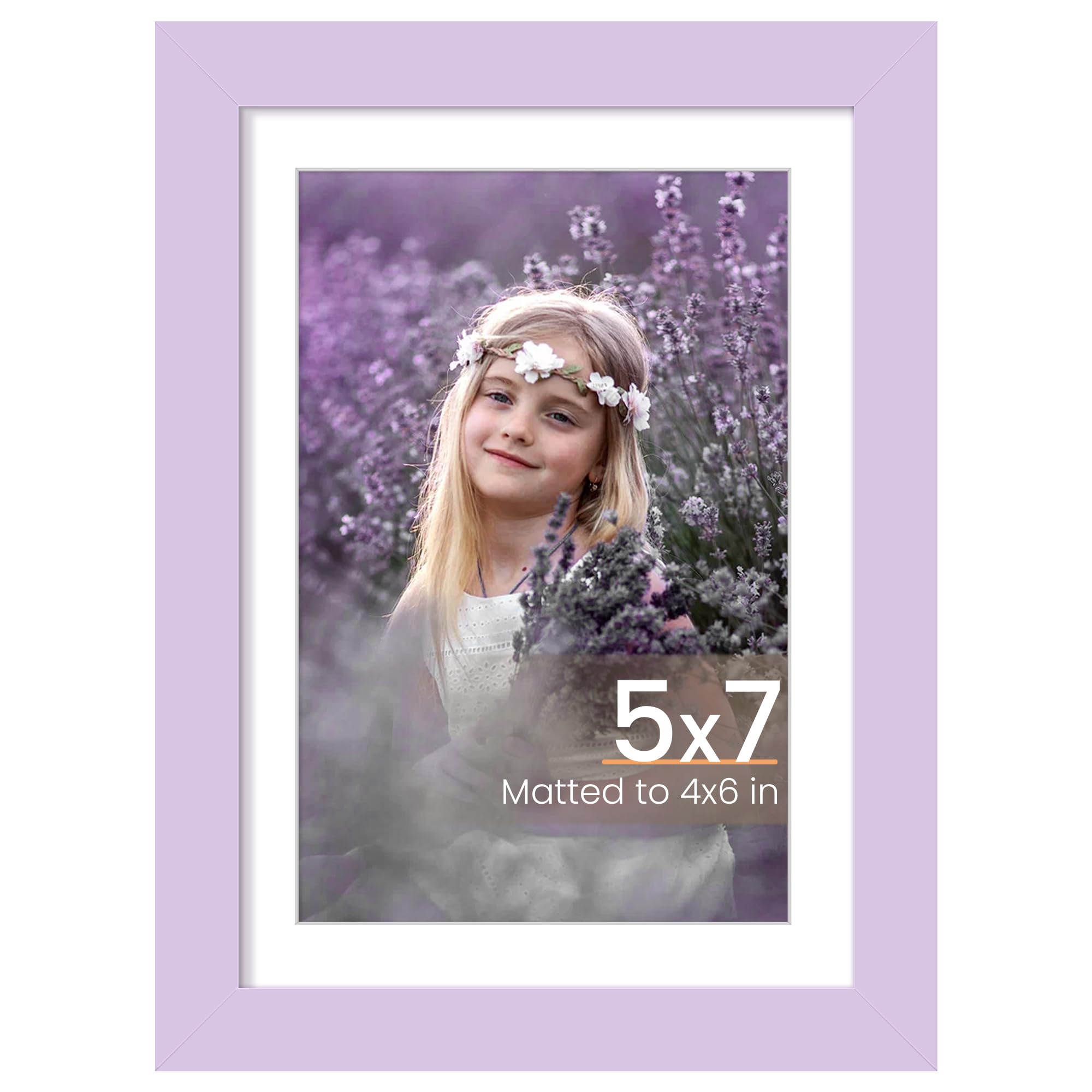 upsimples 5x7 Picture Frame, Display Pictures 4x6 with Mat or 5 x 7 Without, Wall Hanging Photo Frames, Purple, 1 Pack | 5 x 7 Small Frame, 4x6 Frame with Mat for Gallery Wall, Family, Baby, Dog, Dorm, Christmas, Mothers' Day