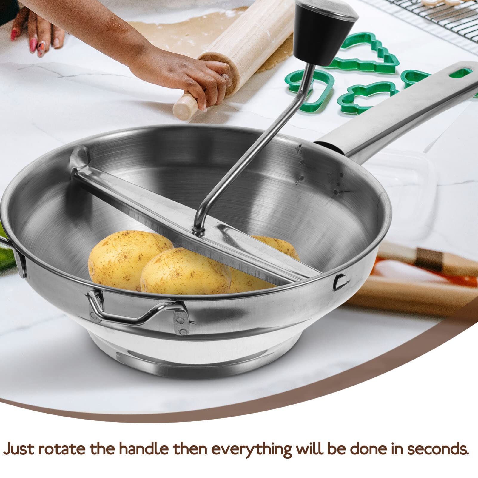 BESTonZON Food Mill Stainless Steel - Rotary Food Mill for Jams, Tomato Sauce, Applesauce, Puree, Mashed Potatoes