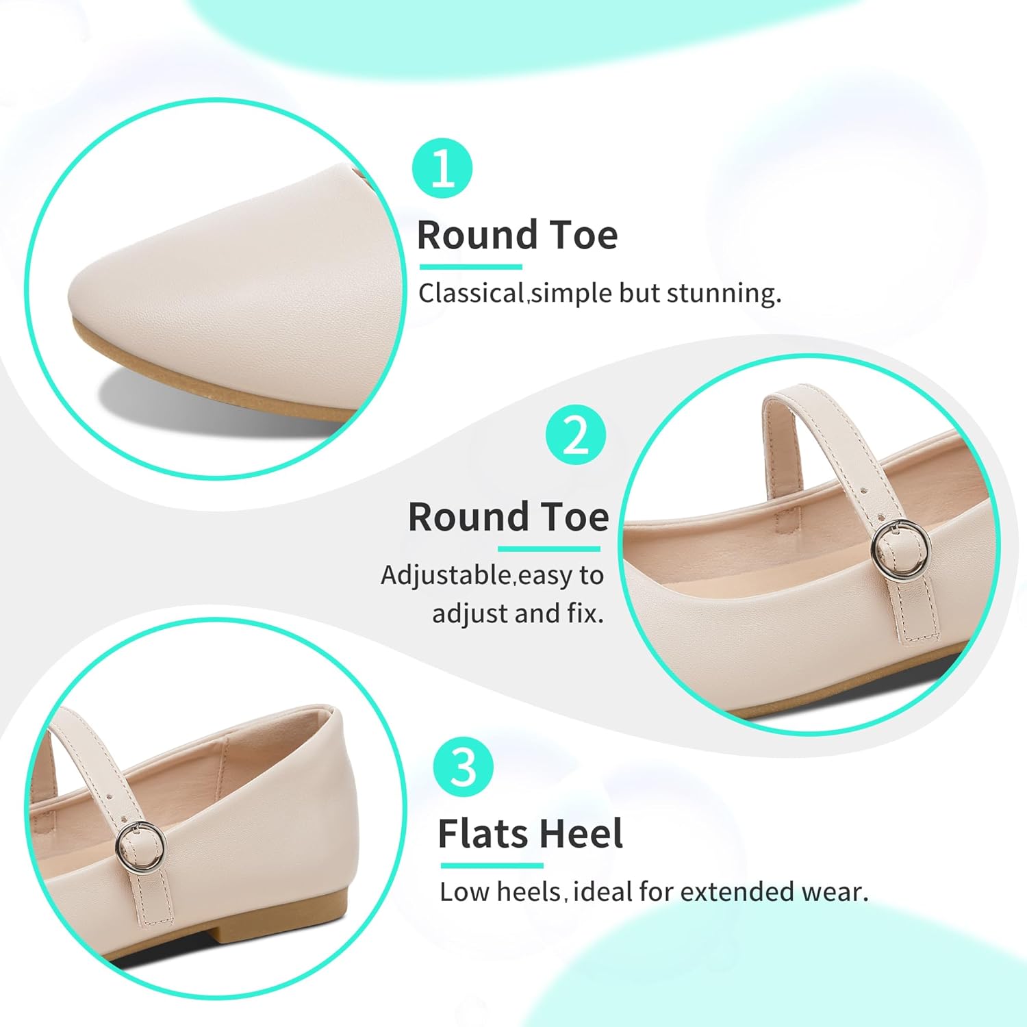 ALTOCIS Mary Jane PU-Leather Shoes for Women Round Toe Dress Ballet Flats Ladies Casual Office Dress Shoes for Work - Image 4