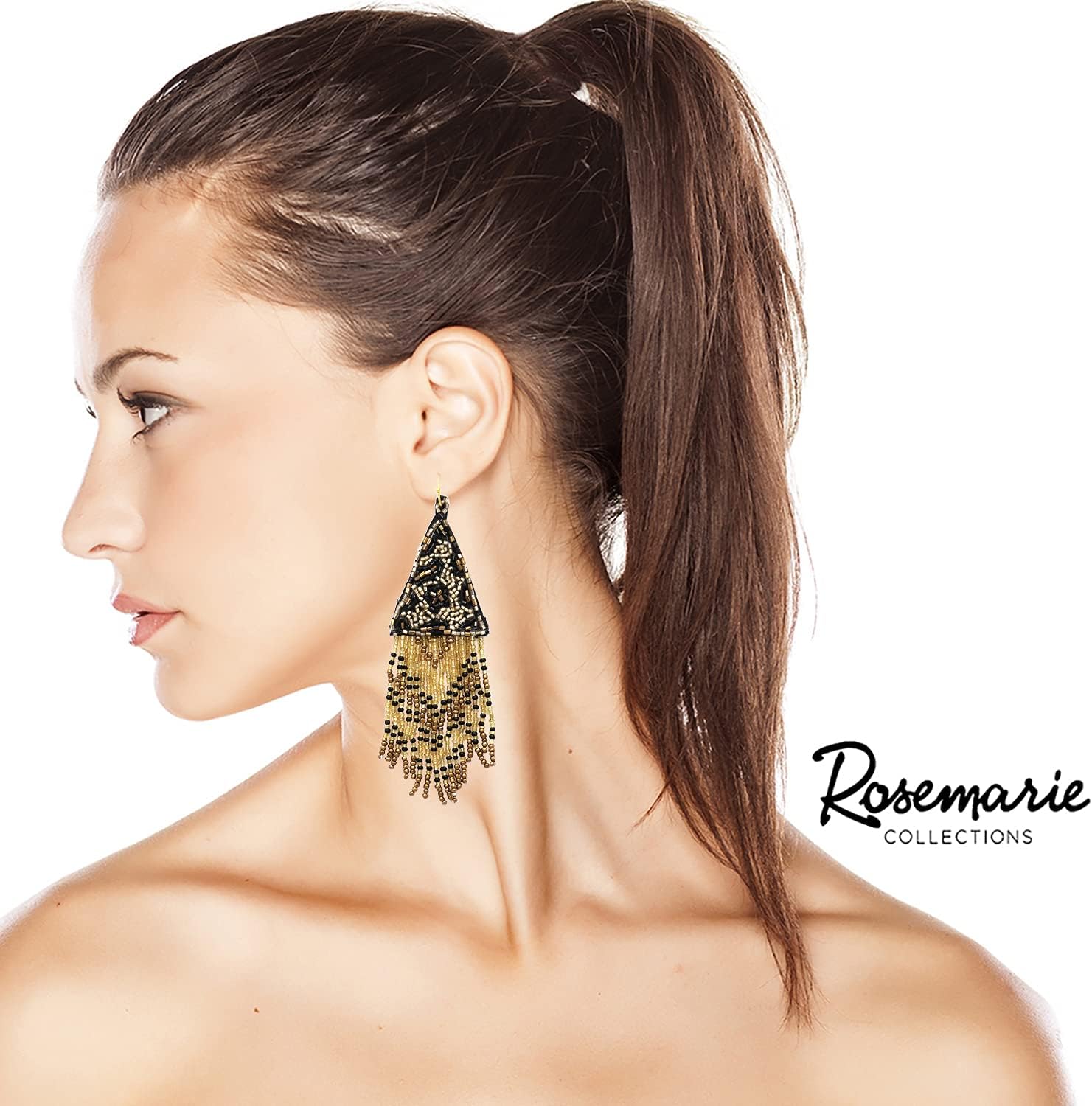 Rosemarie & Jubalee Women's Get Wild Stunning Leopard Spots Animal Pattern Seed Bead Earrings
