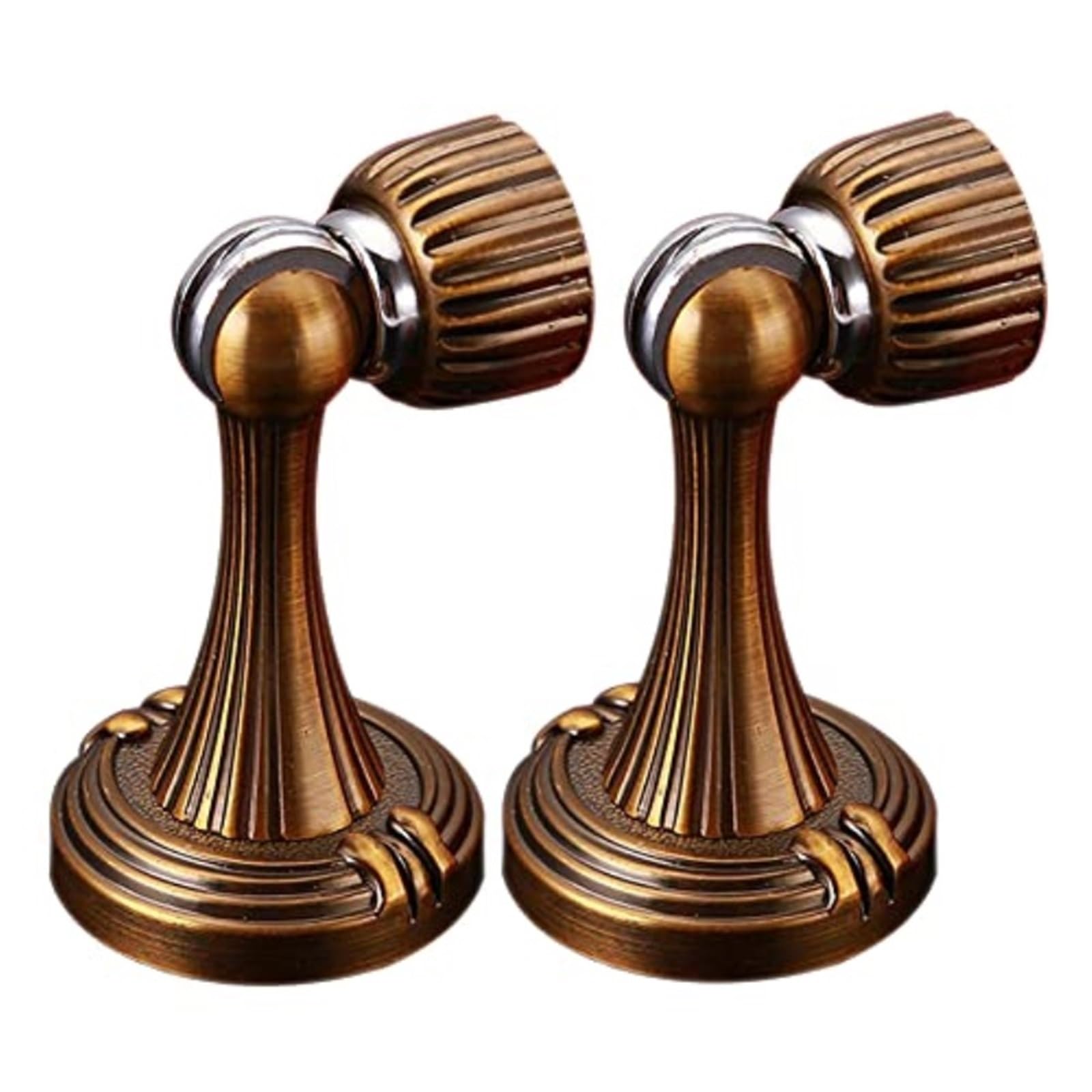 Luercher Gelb Door Stop Door Stopper 2 Pack Magnetic, Zinc Alloy Brushed Door Stops Floor Mounted, Magnet Metal Soft-Catch(Gelb)