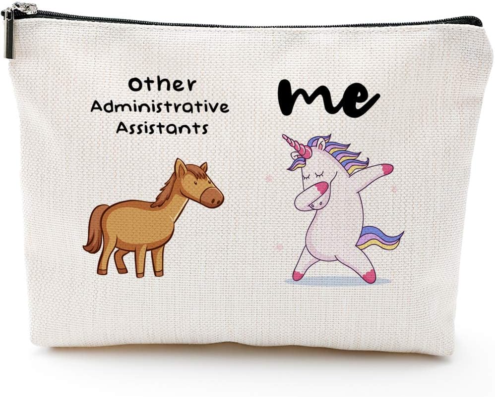 Blue Leaves Unicorn Administrative Assistants -Administrative Assistants Gifts for Women,Administrative Assistants Fun Gifts,Administrative Assistants Birthday Gifts-Makeup Bag, Make Up Pouch