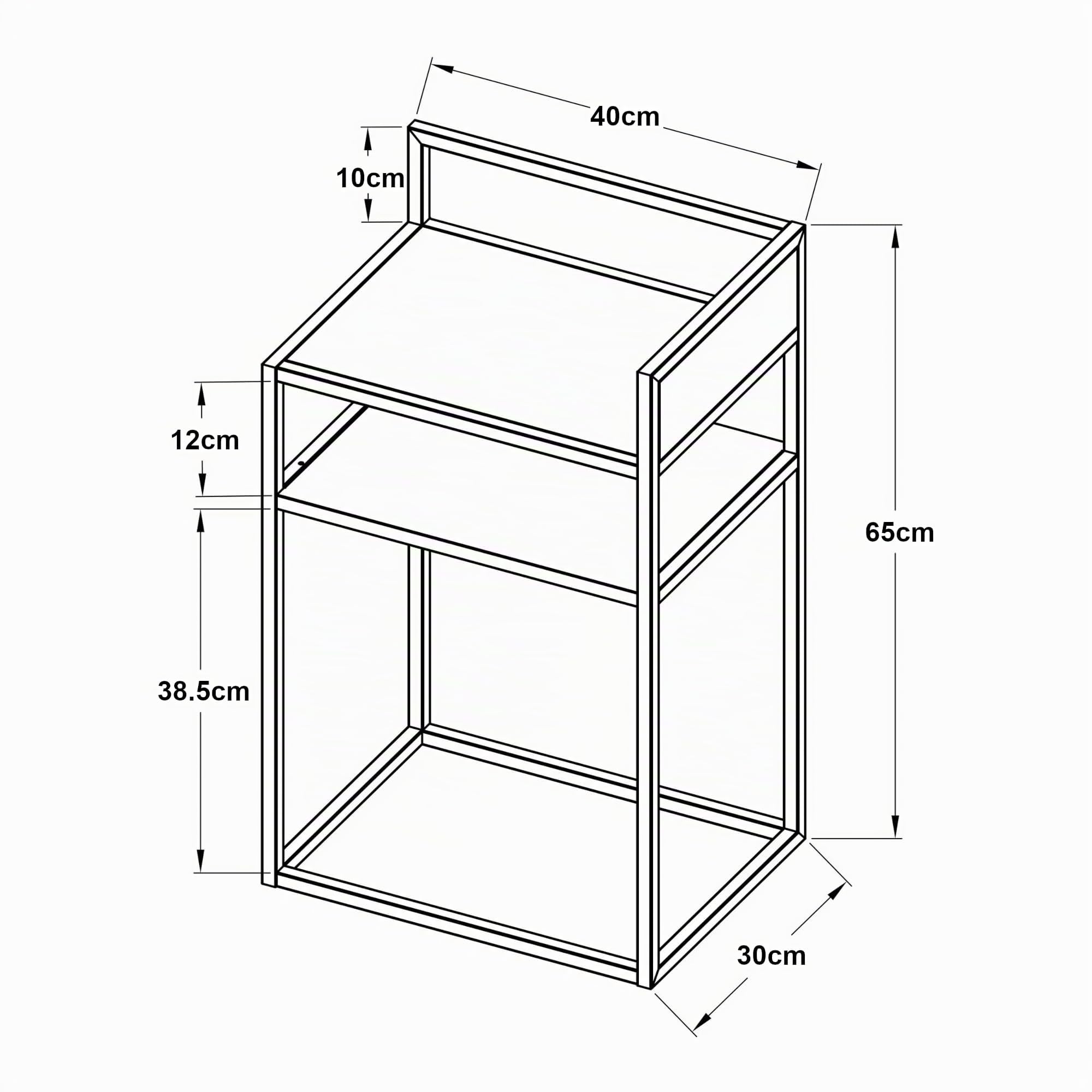 [en.casa] Beistelltisch Riihimäki Wohnzimmertisch mit Ablagefach Couchtisch Ablagetisch Schwarz matt Nachttisch Metall Sofatisch 65 x 40 x 30 cm