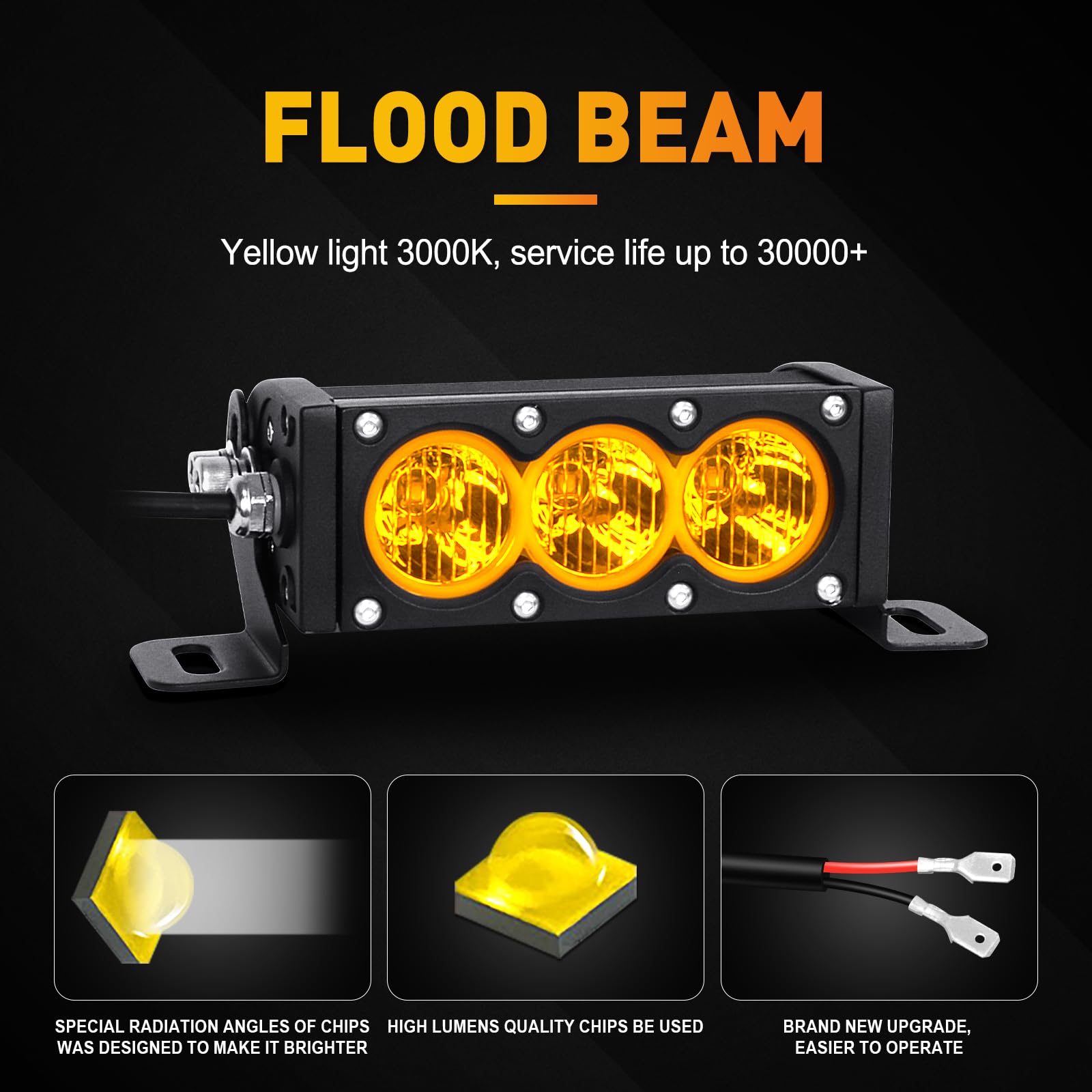 RIGIDON Listwa LED Offroad 15 cm 30 W listwa świetlna LED z zestawem okablowania 12 V, powodzią reflektorów światła przeciwmgielne bursztyn reflektor roboczy bar LED do 4x4 Offroad samochód ciężarowy