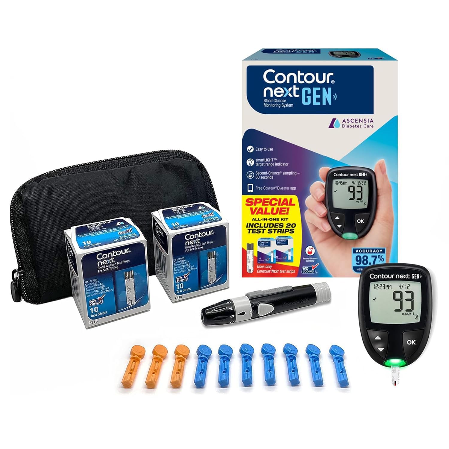 Ascensia CONTOUR NEXT GEN Blood Glucose Monitor All in One Kit + 20 Strips