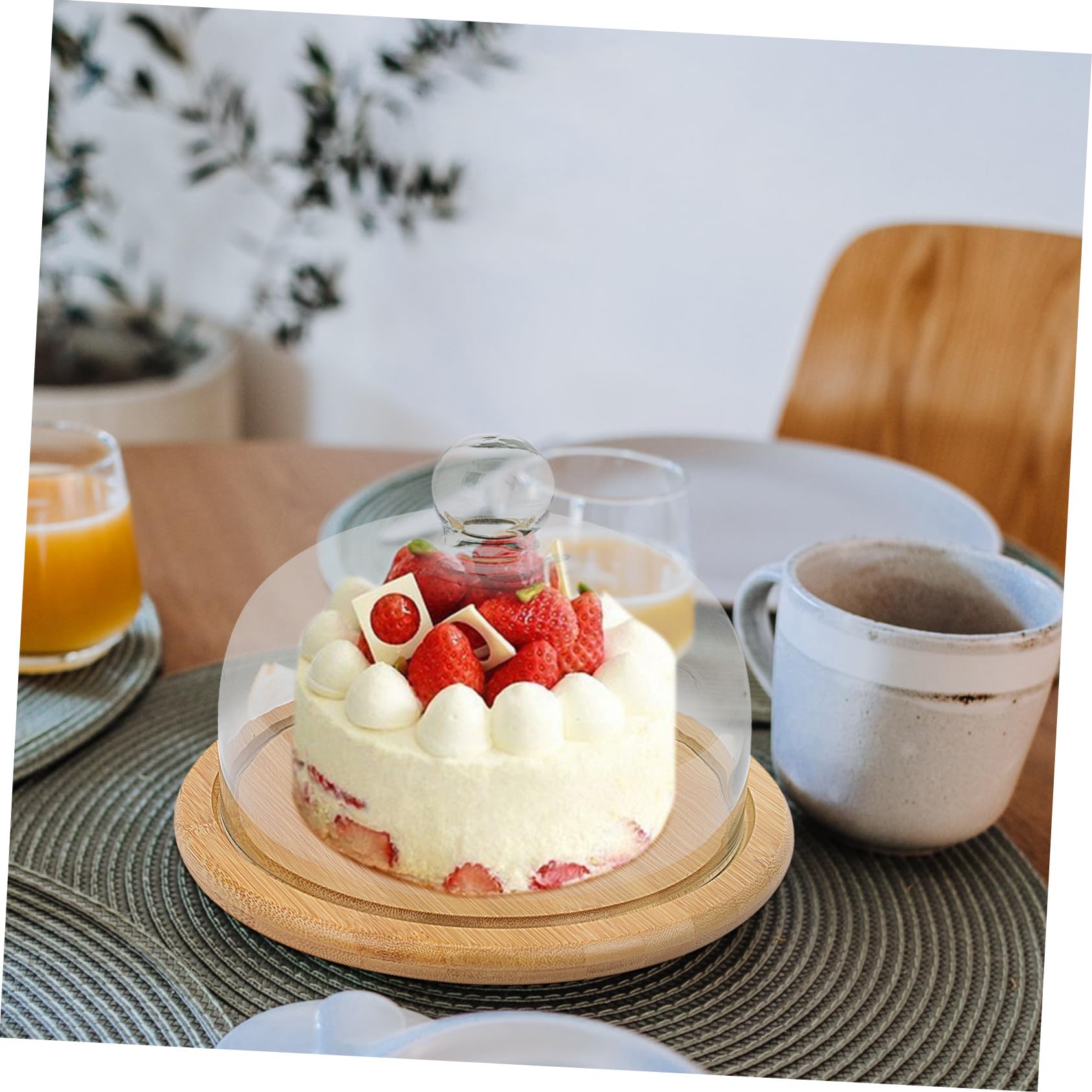 Tortenständer 1 Satz und Glas für Hochzeiten und Partys | Elegante Dessertplatte mit Glasabdeckung, Wiederverwendbar, Schützt den Kuchen, 1 Satz