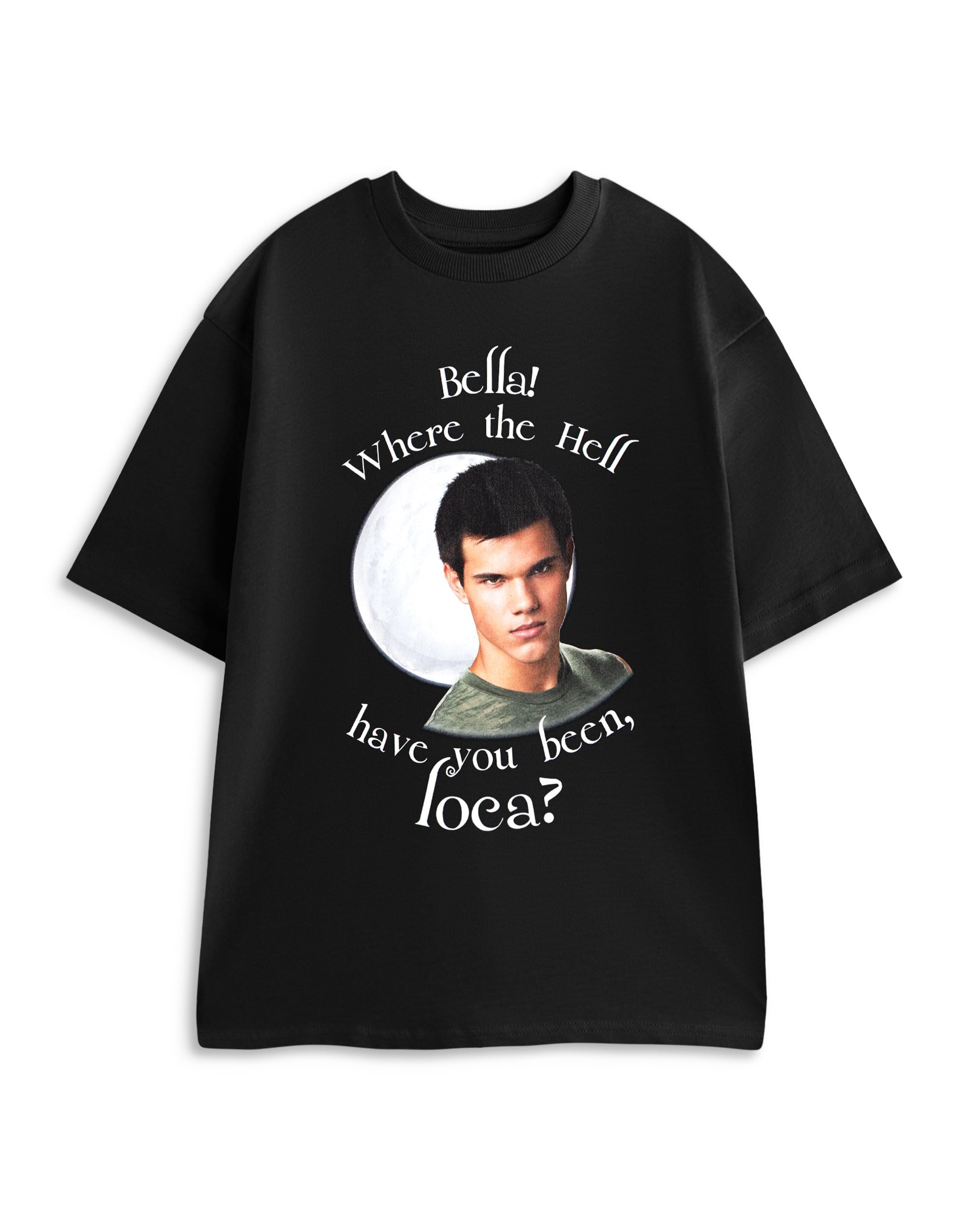 Vanilla Underground Women's Where Have You Been Loca? Twilight Jacob Black T-Shirt | Graphic Tee | Short Sleeved Casual Top | Twilight Saga Film Merchandise - Large