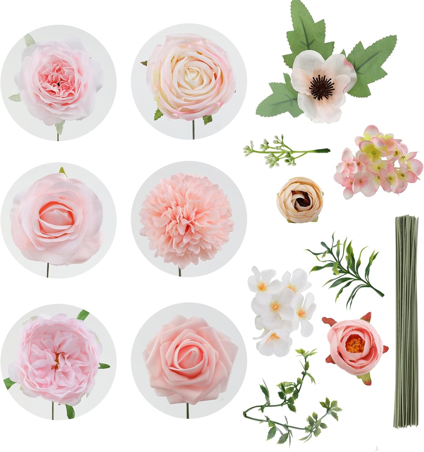 Artificial Flowers Combo for DIY Wedding Bouquets Combo Centerpieces Arrangements Party Bridal Baby Shower Home Decorations-Blush Pink - Image 9