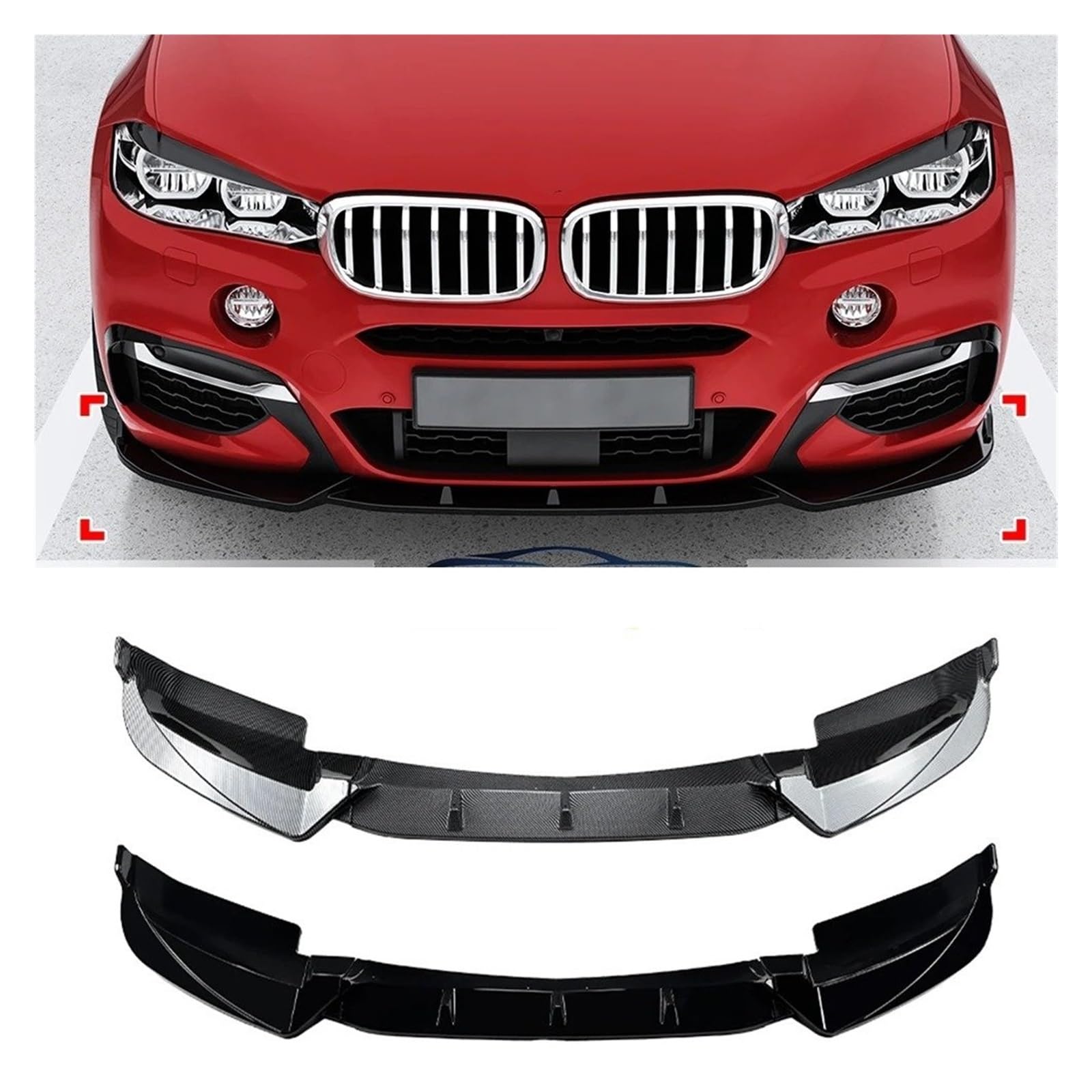 Coche Alerón Delantero para BMW para X6 para F16 para M para Sport 2015-2019 Parachoques Delantero Difusor Labios Kit Carrocería Protector Alerón