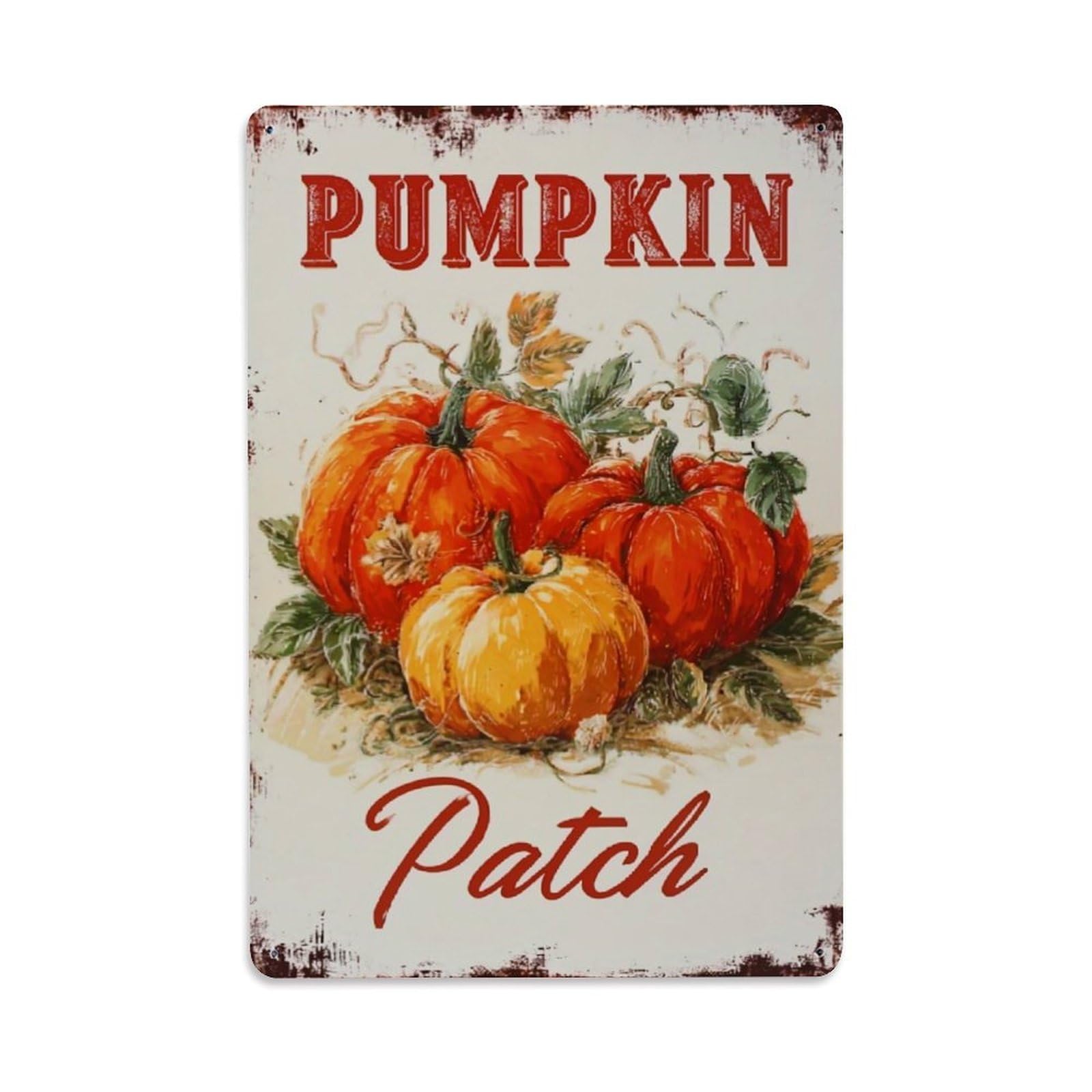 Jdfenggu Vintage Pumpkin Patch Autumn Harvest Design Retro Metal Tin Sign, Metal Poster For Bar, Home, Man Cave, Kitchen, Laundry Room Art Decor 8X12 Inch