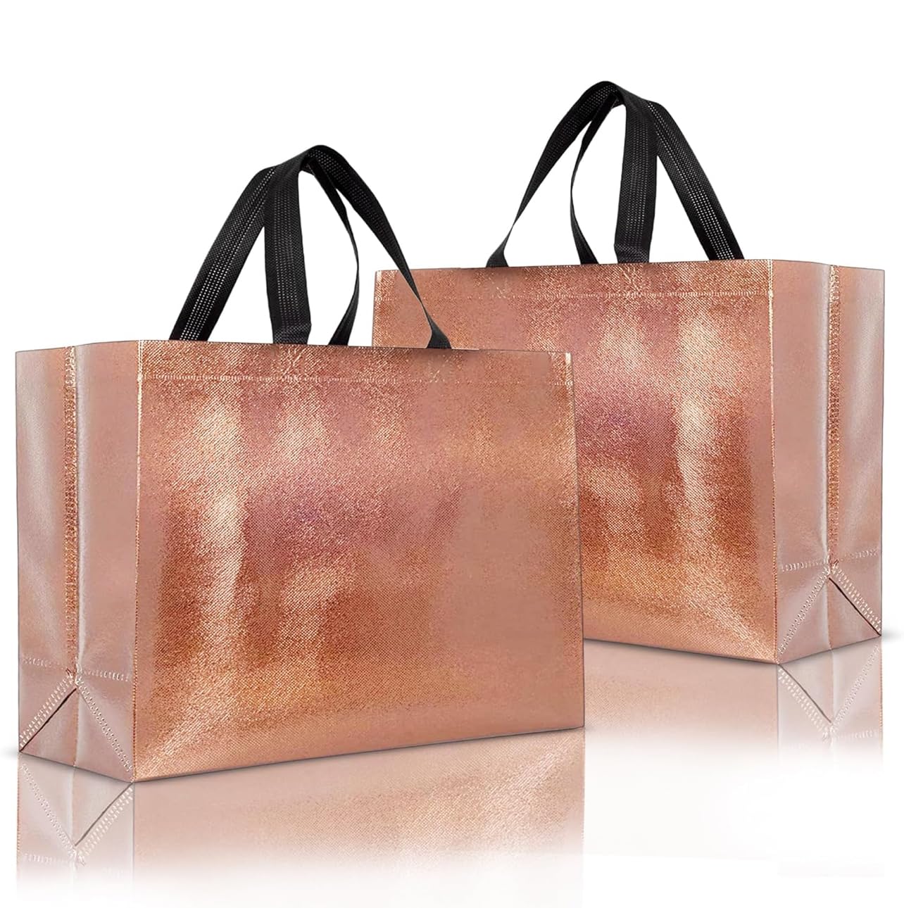 JOURNEY JOY Large Size Pack of 15 Pcs Glossy Metallic Laminated Non-Woven Reusable Eco-Friendly Party Return Gift Bags (Copper) (Large 17x12x5 Inch)-image-44