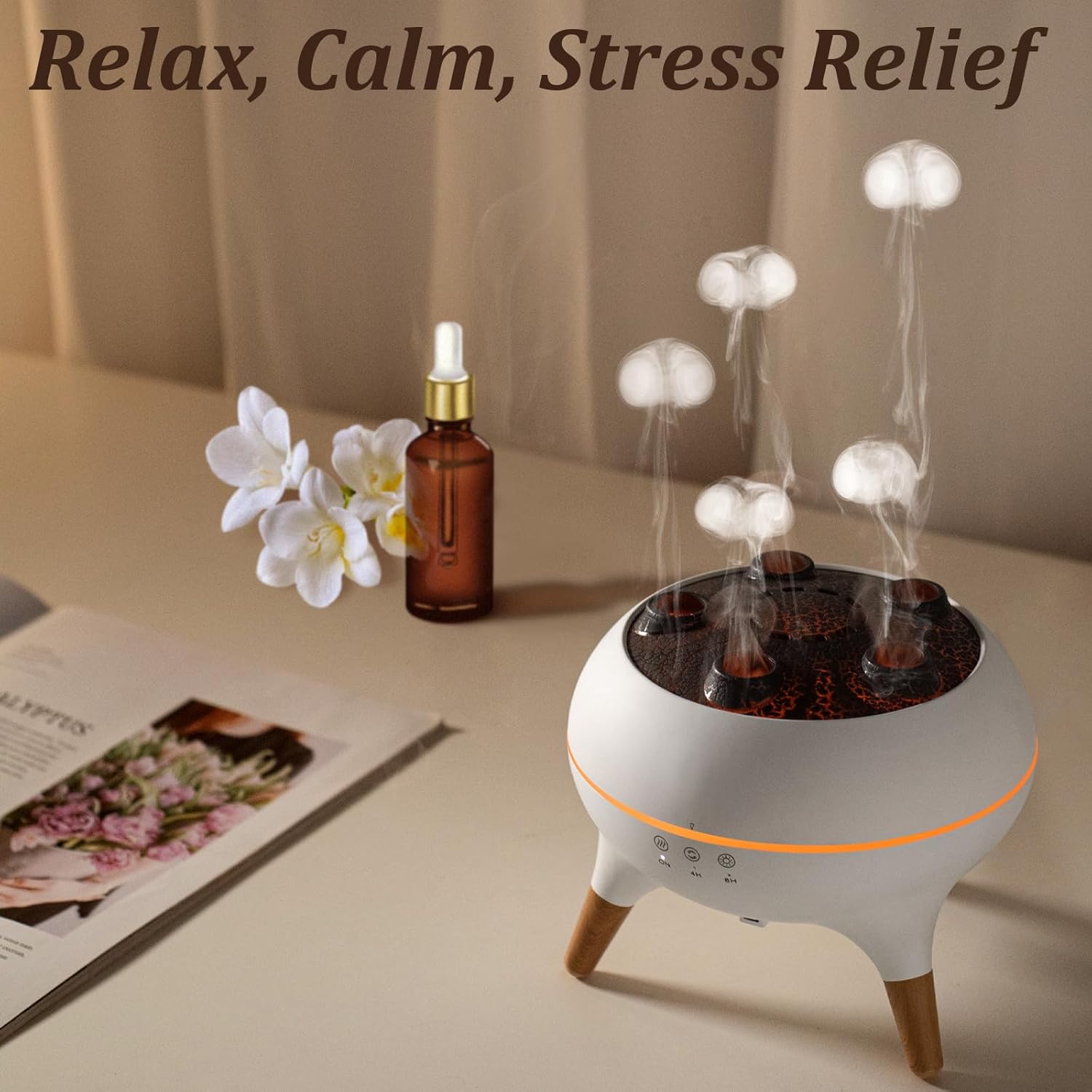 Essential Oil Diffuser for Home, Bedroom Humidifiers, Air Scent Aroma Aromatherapy Ultrasonic Humidifier Machine Timer Small Mini difusor de Aromas para casa Living Room Office Decor Gifts Jellyfish