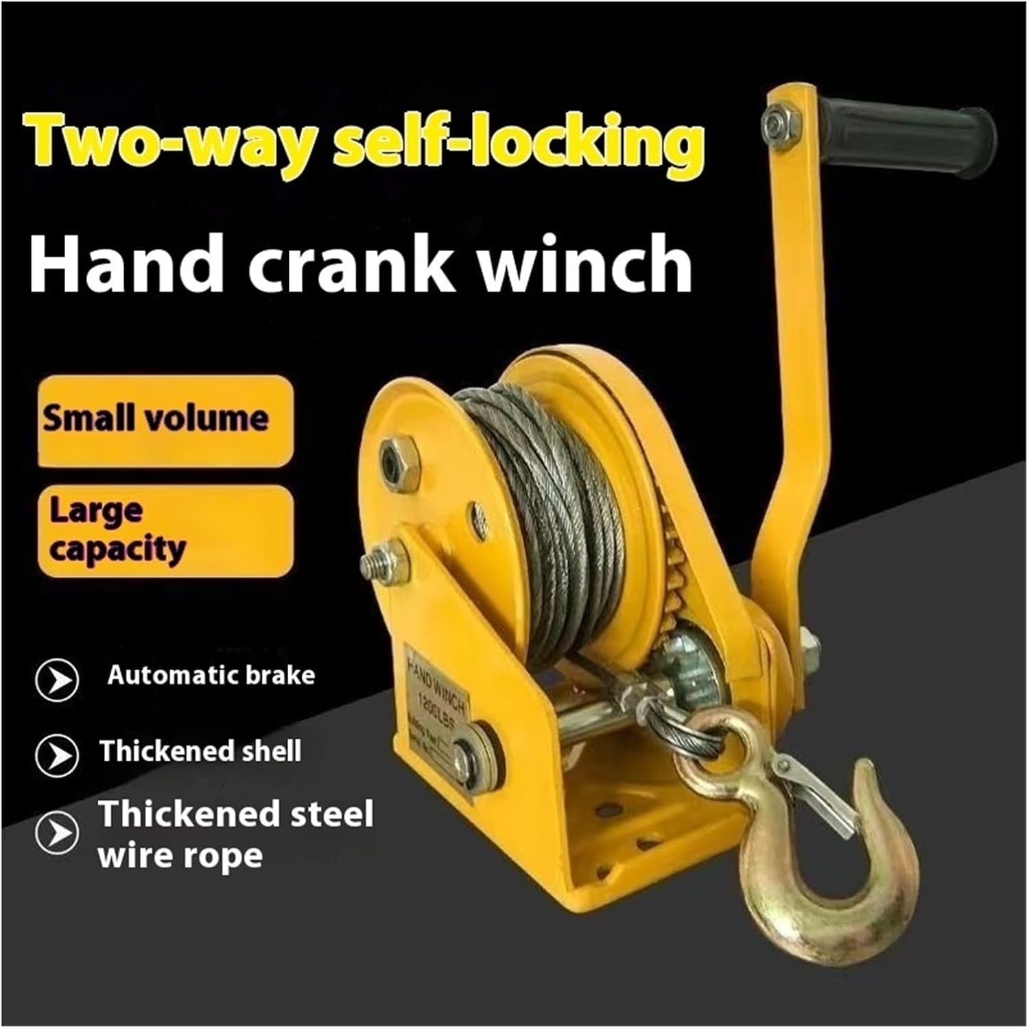 Hand Crank Winch, Manual Winch, Two-Way Self-Locking Hand Crank Hoist Traction Hoist Small Household Lifting Crane,Boat Trailer Winches