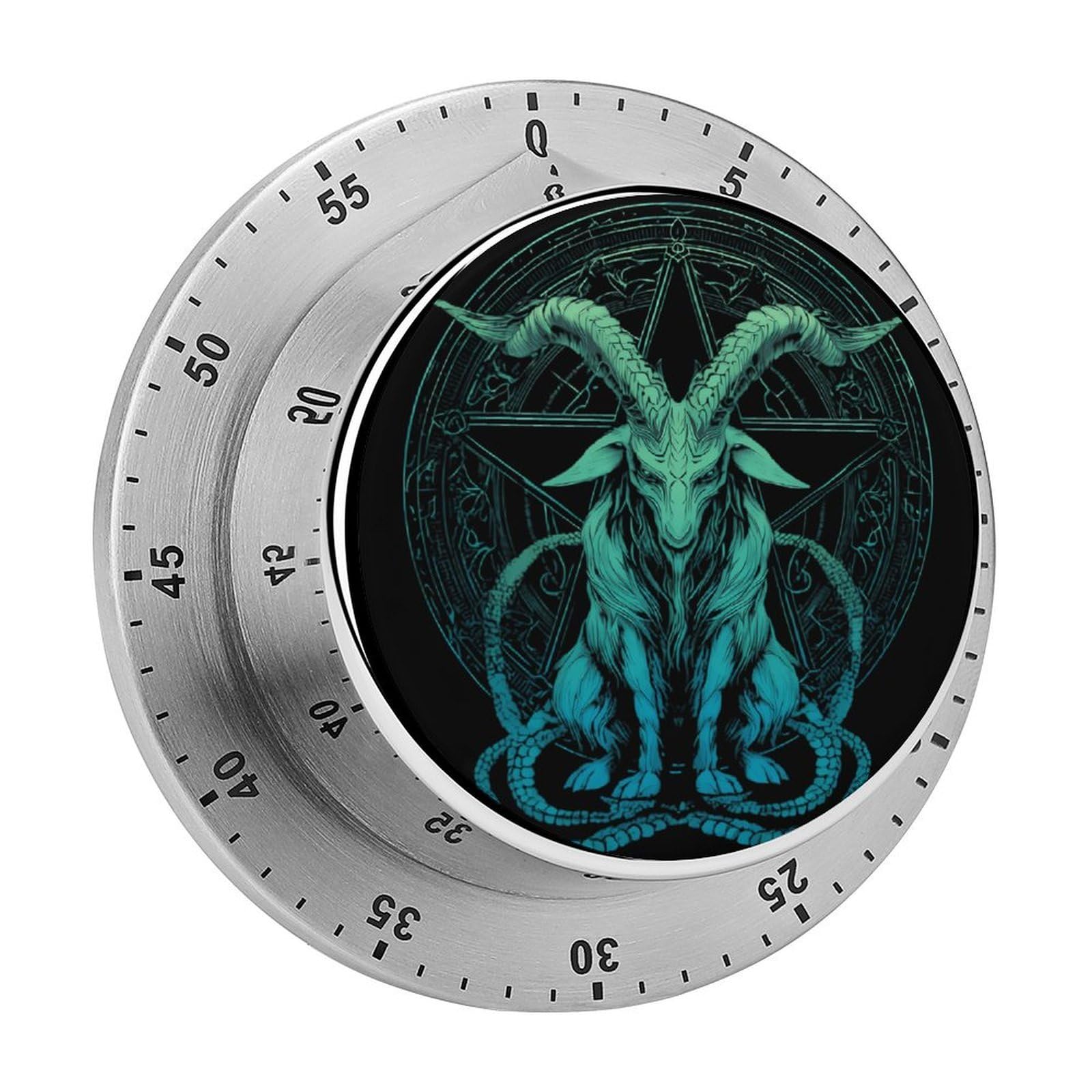 Baphomet Dark Mechanical Timer with Alarm for Kitchen Cooking Productivity Stainless Steel Timers