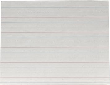 School Smart Red & Blue Newsprint Paper, 1 Inch Ruled, 11 x 8-1/2 Inches, 500 Sheets, White