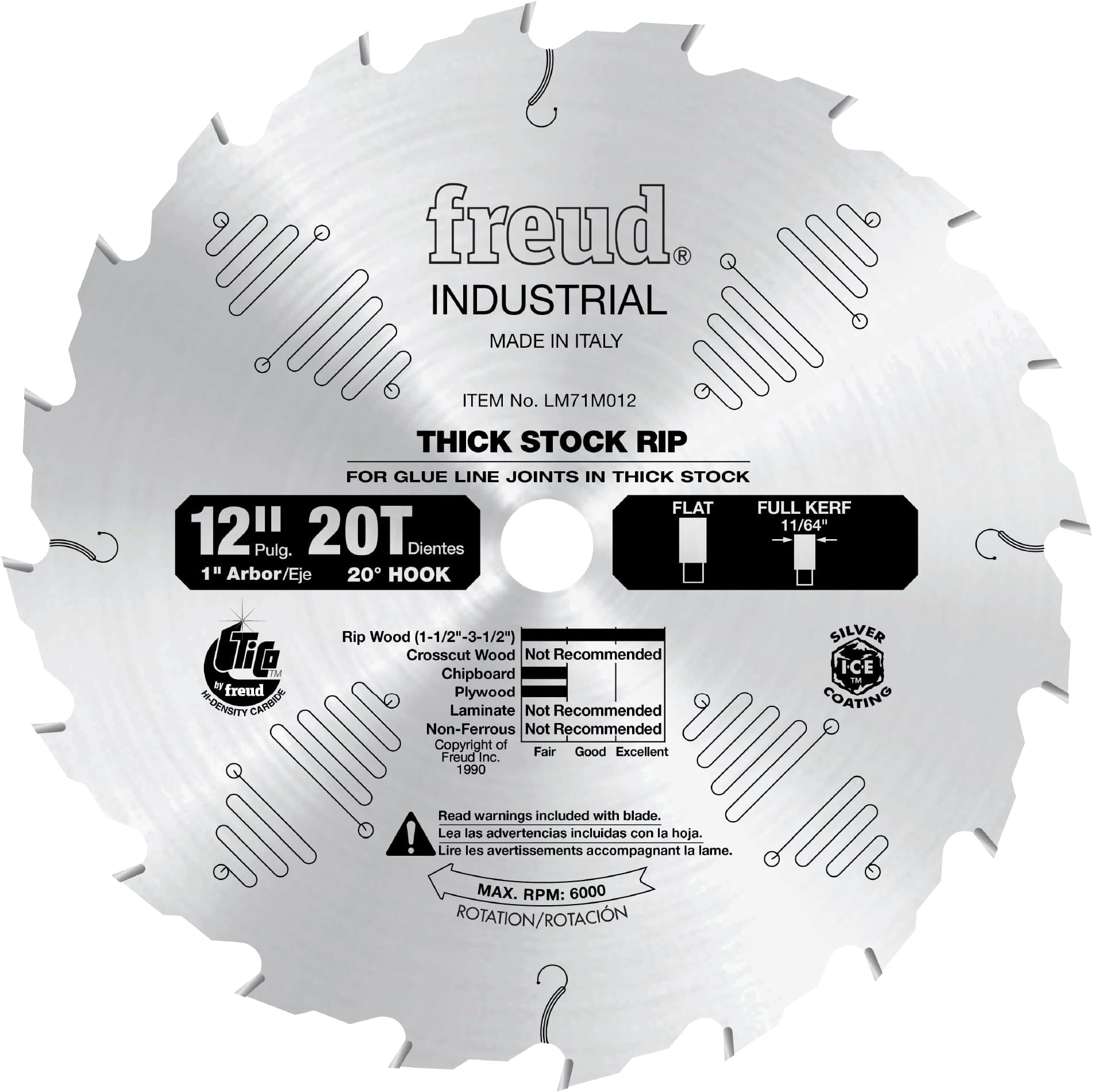 LM71M012: 12" x 20T Thick Stock Rip Blade