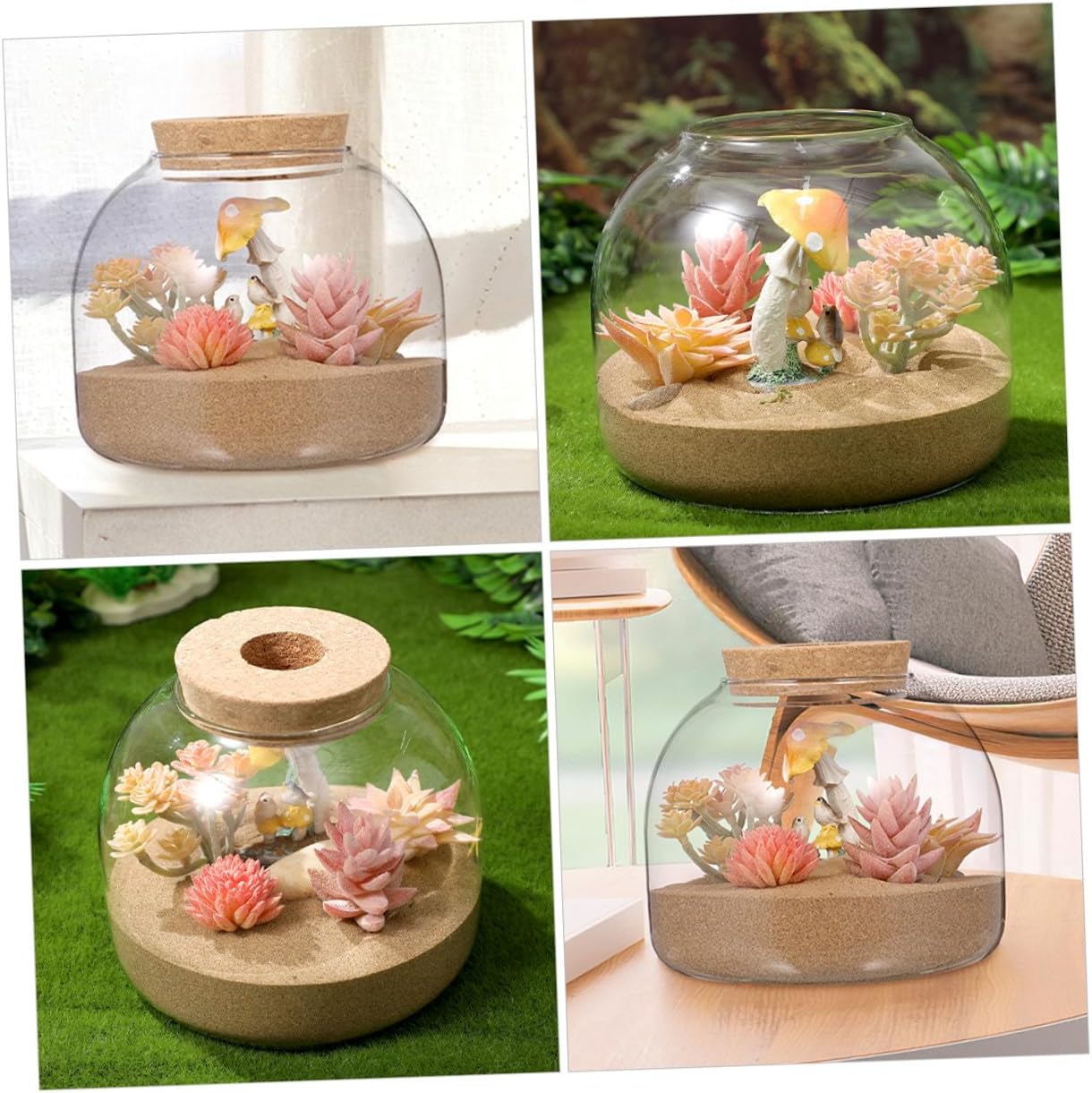2pcs Microlandscape Ecological Glass Bottles with Cork Stopper, Moss Plant Container for Desktop Succulent Terrarium and Hydroponic Micro Landscape Decor