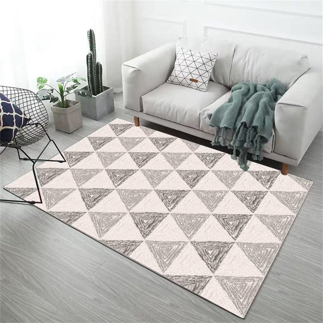 Moquette salon grande taille 130x190cm gris tapis géométrique moderne