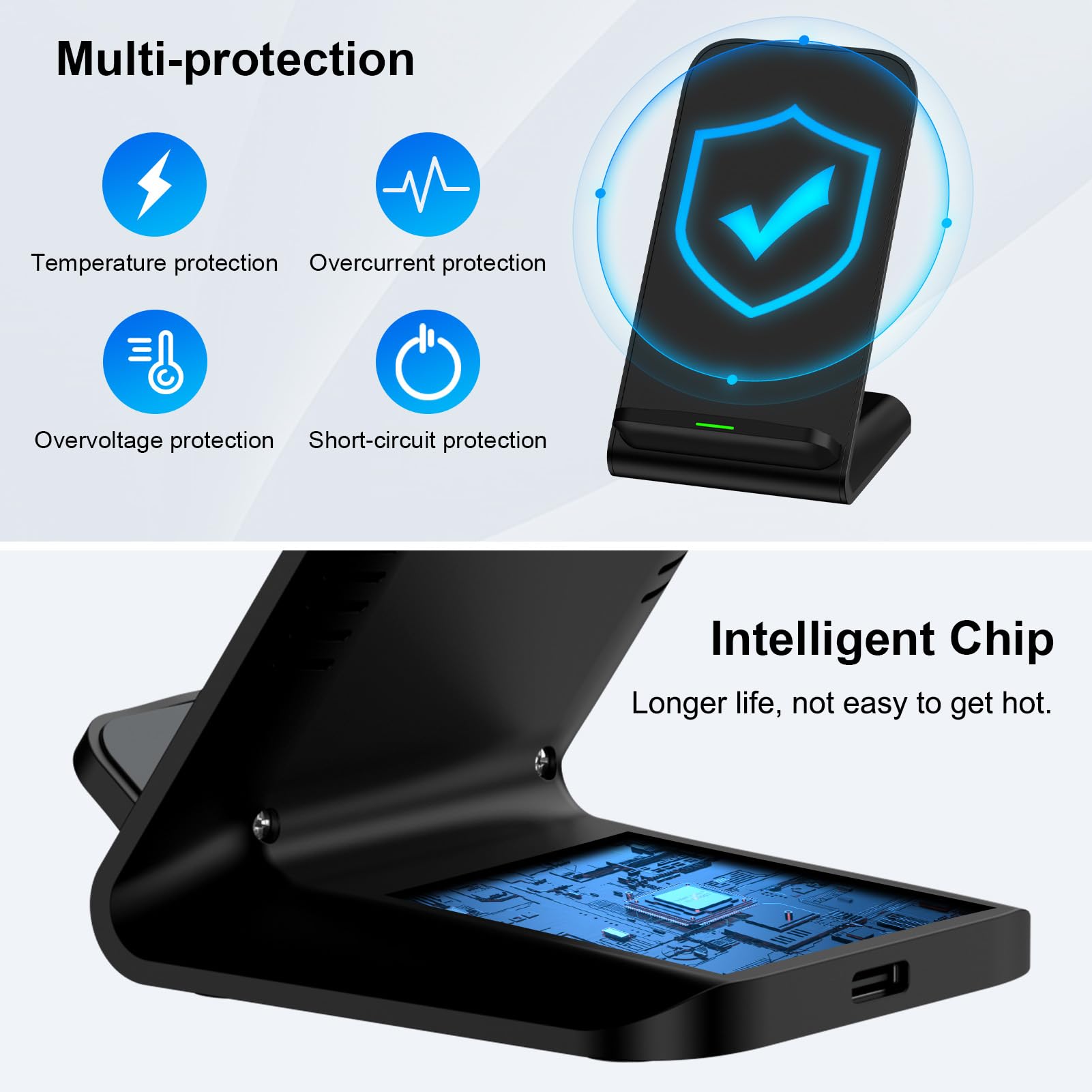 GARCIX Caricatore Wireless Rapido 15W PD Qi Legno Compatibile iPhone 15 14 Compatibile con Galaxy S24 S23 AirPods Design Elegante Casa Ufficio Base Universale Stazione di Induzione Cellulari
