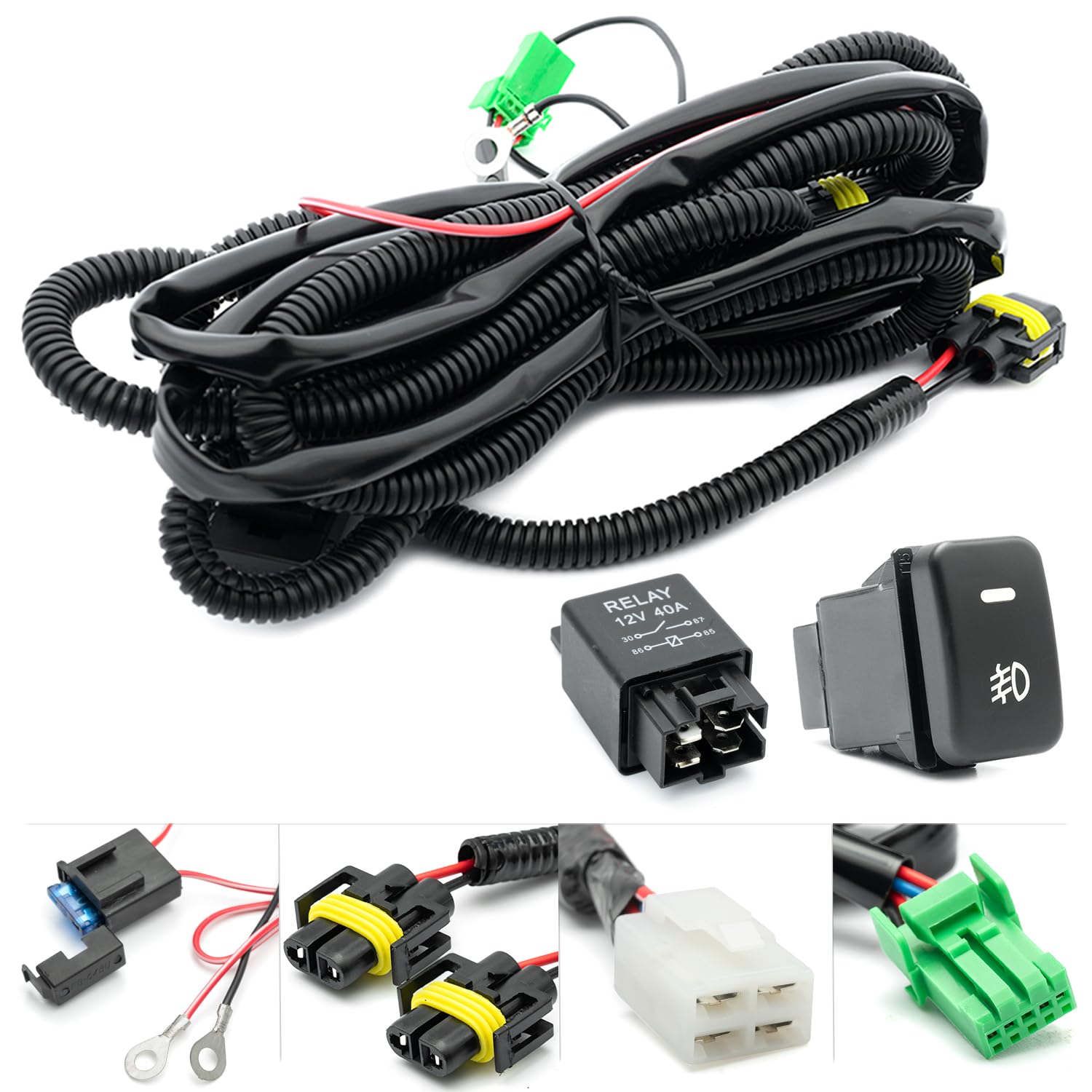 US Location H11 H8 Fog Light Wiring Harness Switch Kit H11 LED - Foto 4