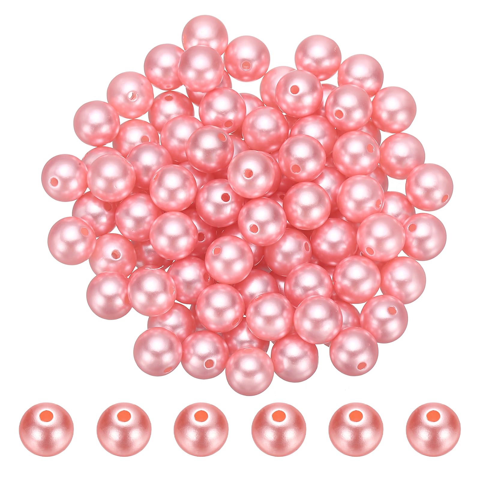 PATIKIL 10mm Colored Pearls, 200Pcs Pearl Beads for Jewelry Making Round Craft Beads with Holes for Jewelry Making DIY Crafts Necklace Bracelet Earring Sewing Home Decor, Pink