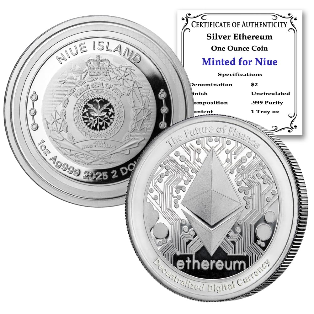 2025-1 oz Niue Silver Ethereum Coin Brilliant Uncirculated with Certificate of Authenticity $2 Seller BU